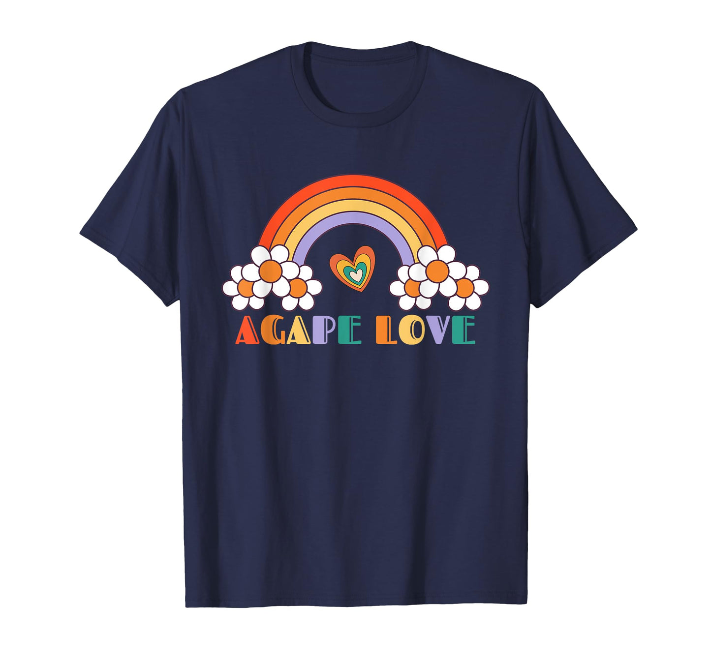 Agape Love Rainbow Heart Inspirational Women Christian T-Shirt