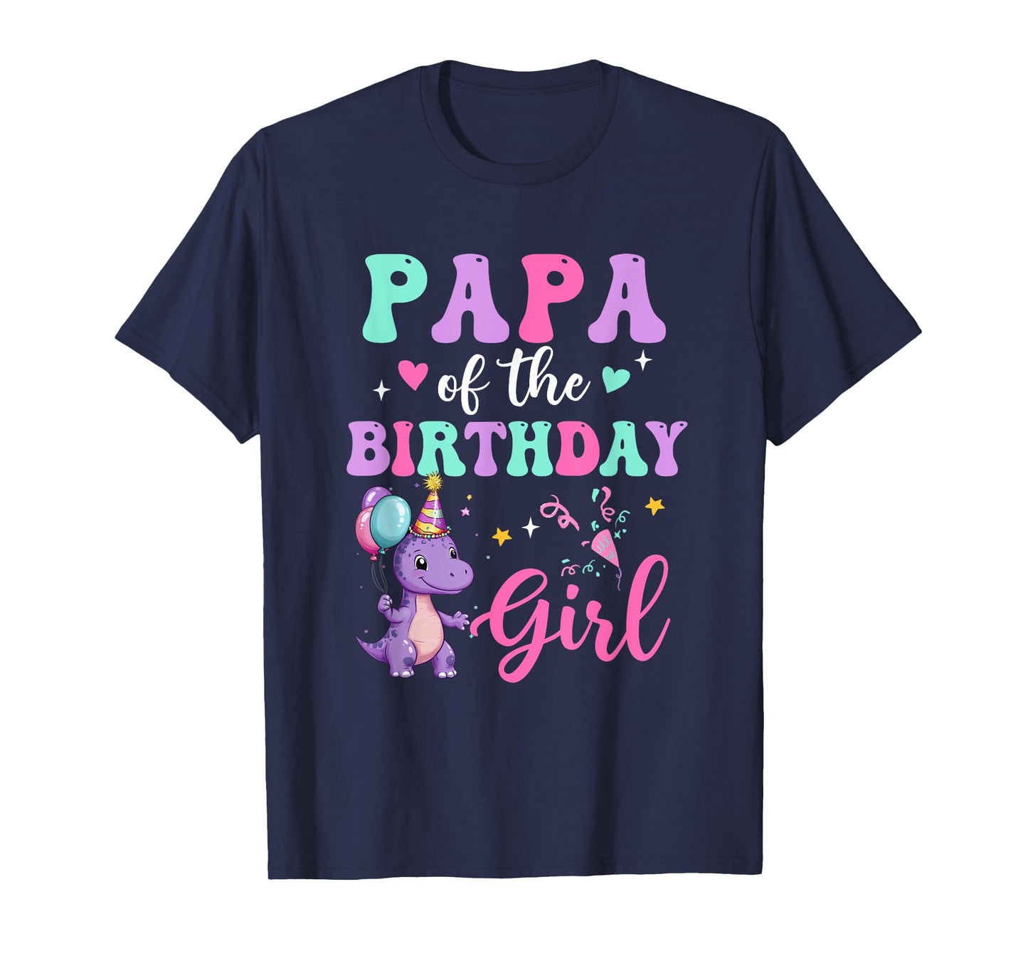 Papa Of The Birthday For Girl Dinosaur T-Rex Party Family T-Shirt