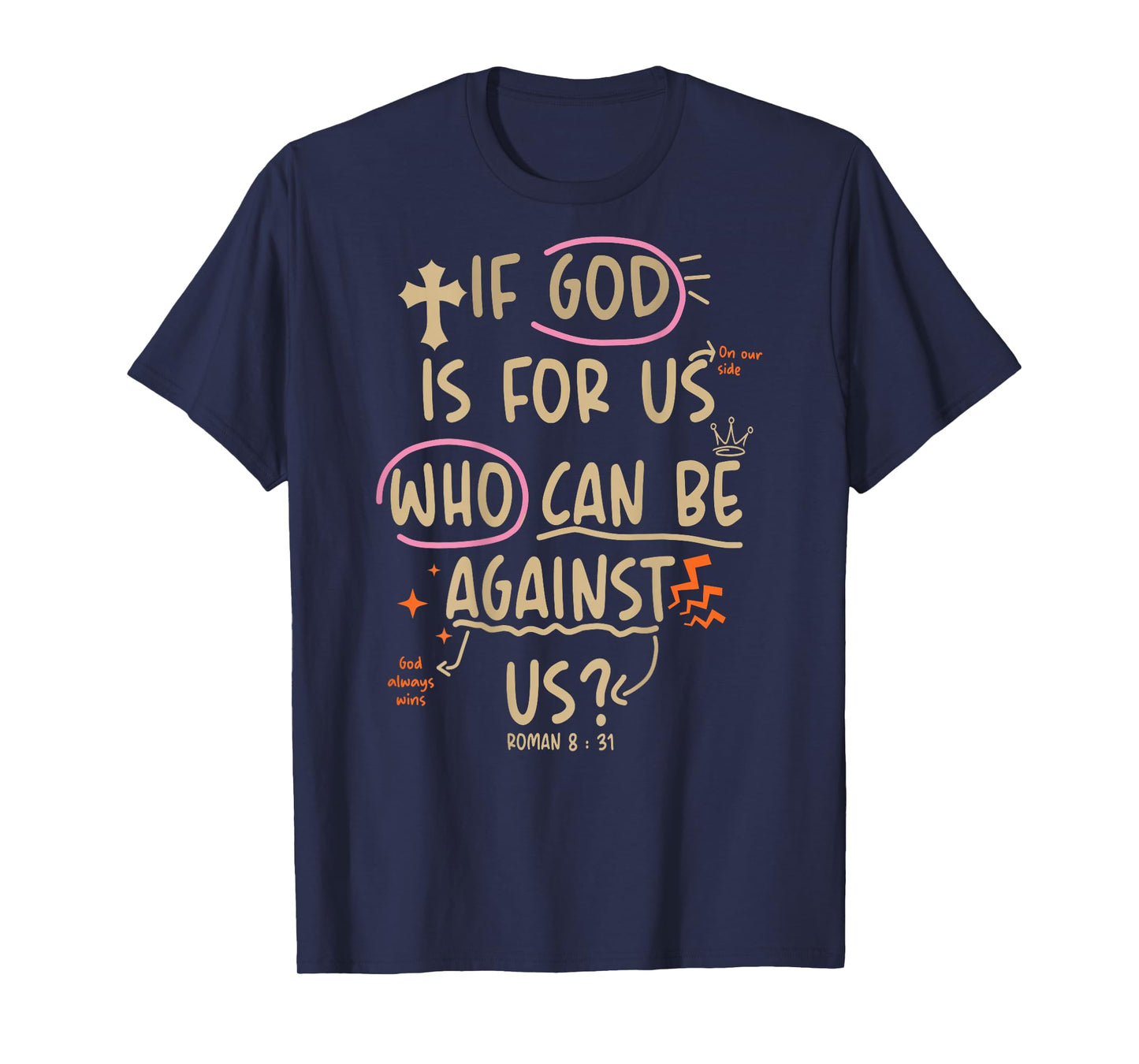 (On Back) If God is for Us Who Can Be Against Us Christian T-Shirt