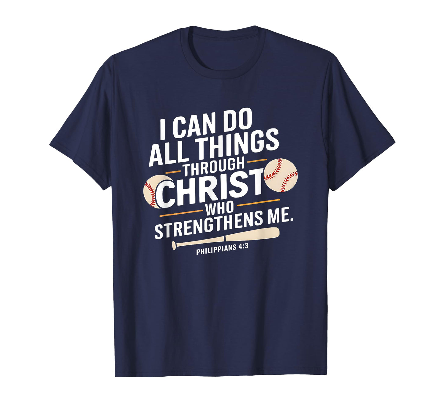 Christian Baseball Bible Verse Sports Faith Design T-Shirt