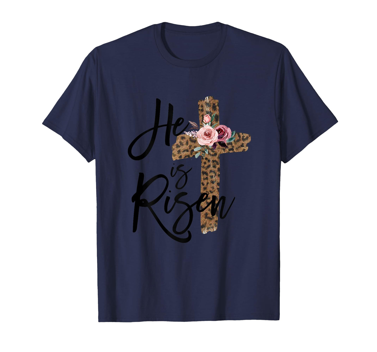 He is Risen Christian Easter Women Leopard Teen Girls T-Shirt