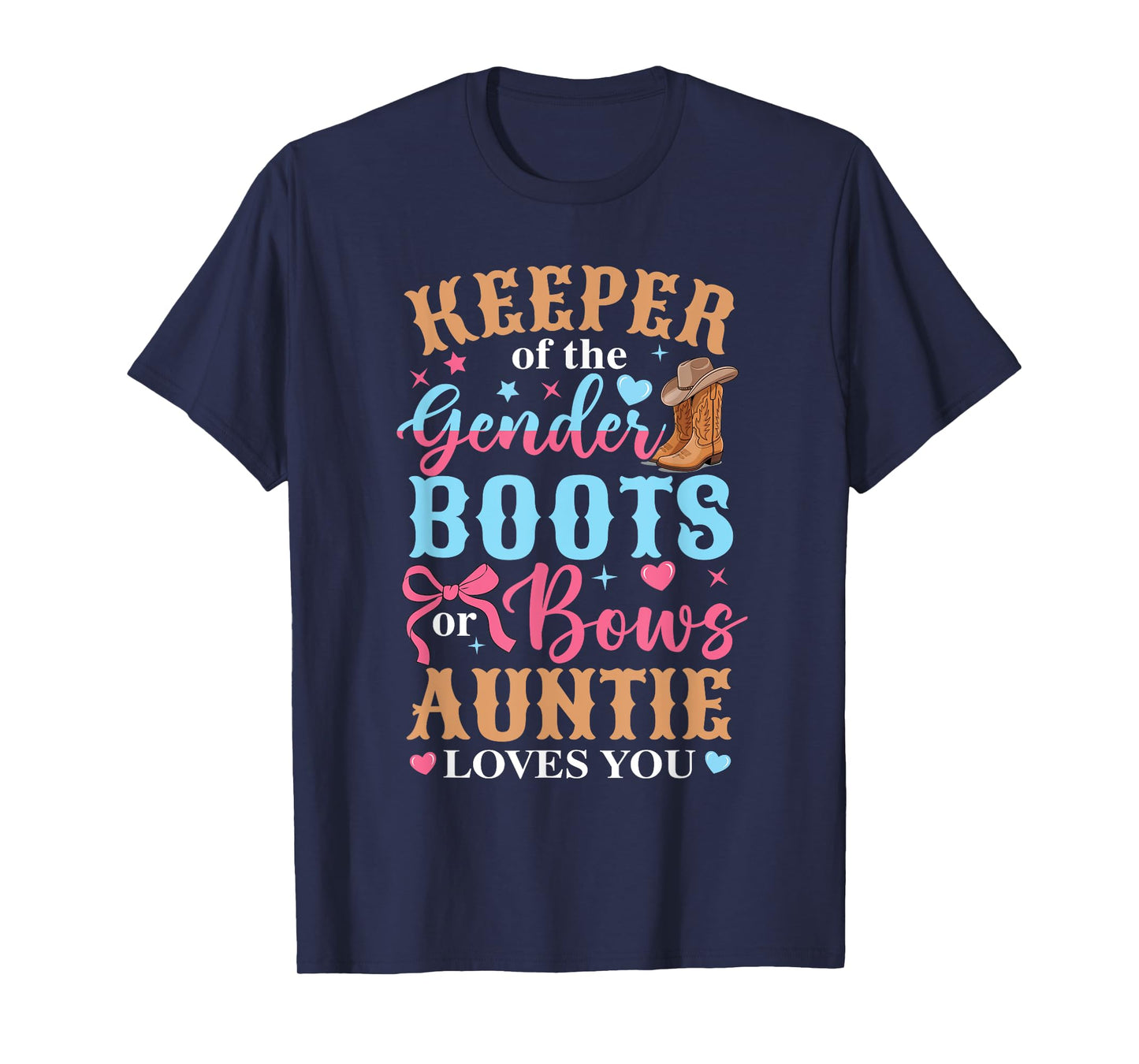 Boots Or Bows Auntie Loves You Gender Reveal Family Matching T-Shirt