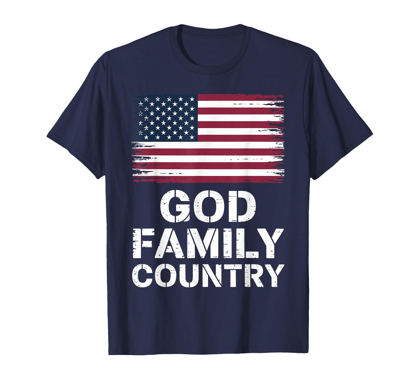 God Family Country - Patriotic Christian US Flag T-Shirt
