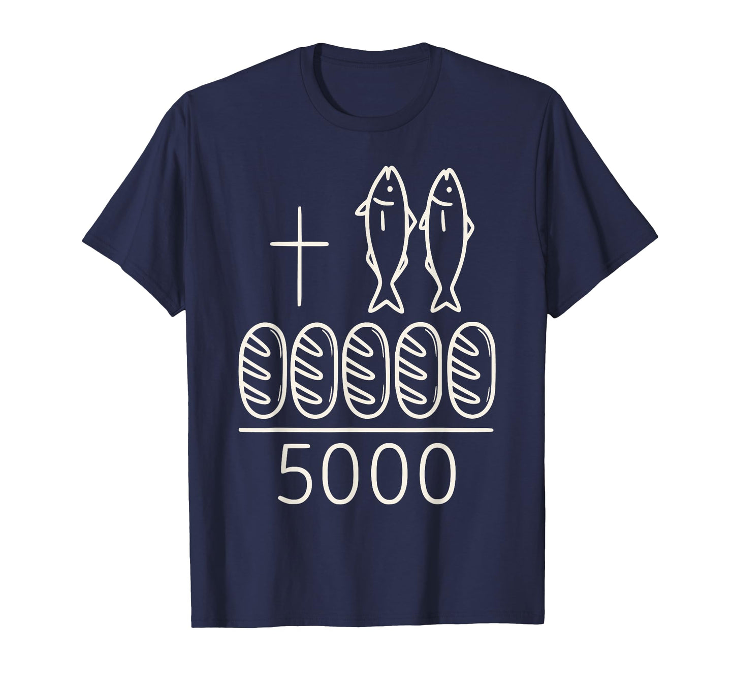 2 Fishes 5 Breads Jesus Cross 5000 Miracle Christian T-Shirt