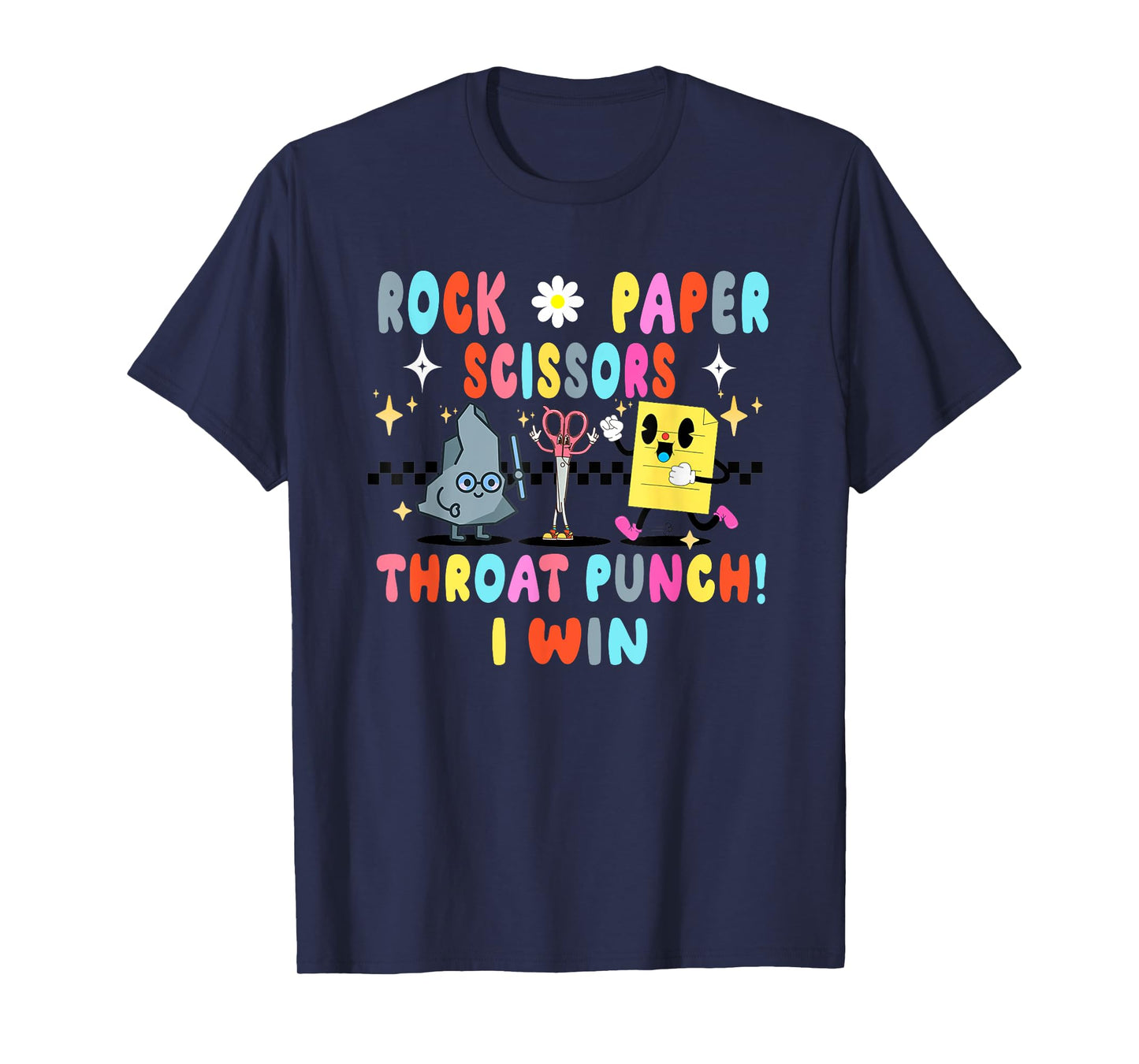 Rock Paper Scissors Throat Punch I Win Groovy T-Shirt