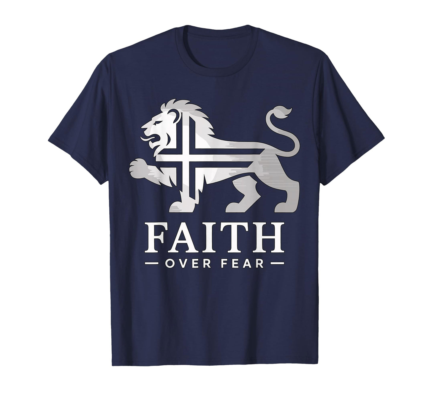 Faith Over Fear Lion Cross Christian T-Shirt