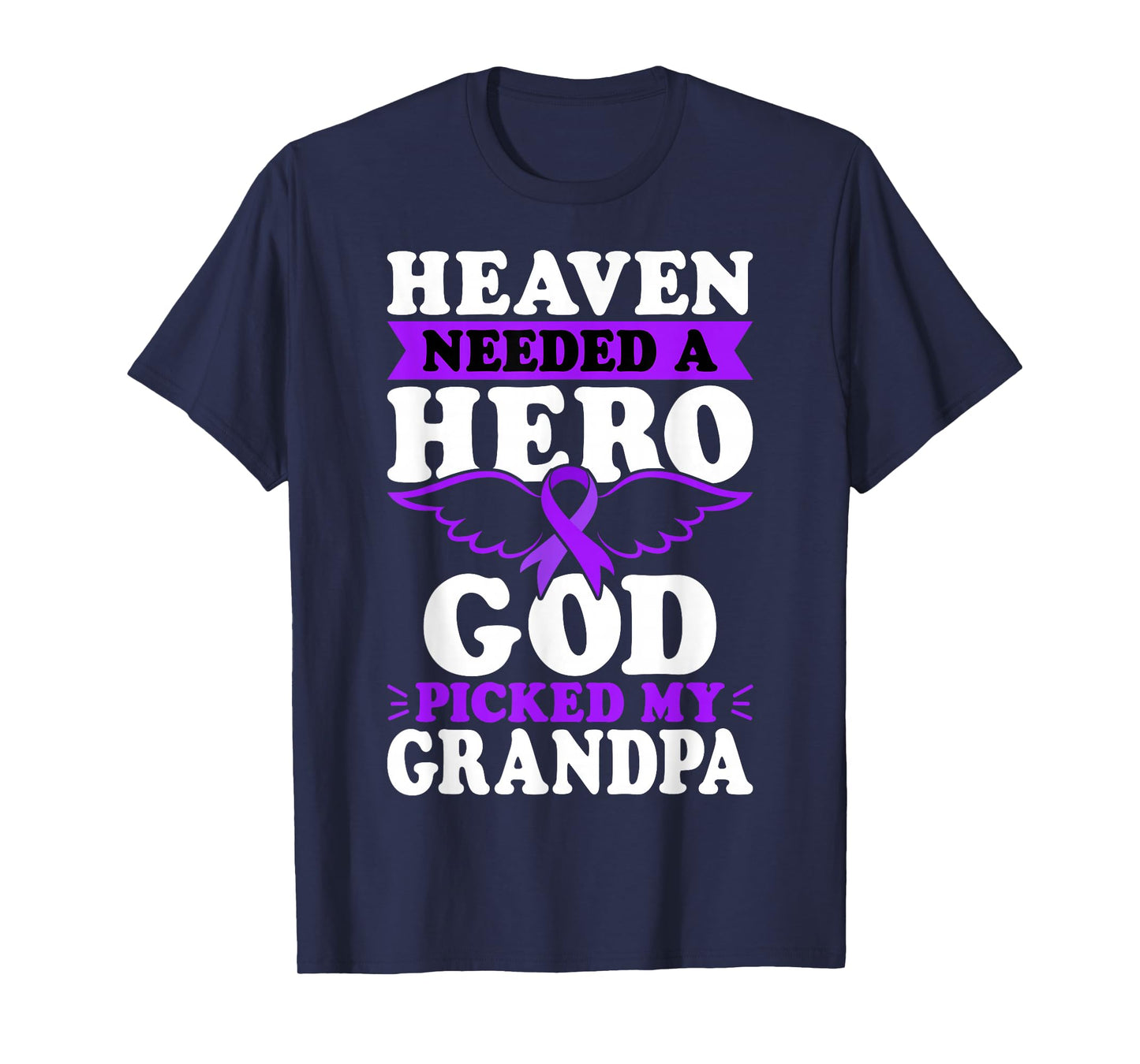 in Memory of Grandpa Pancreatic Cancer Purple Ribbon T-Shirt