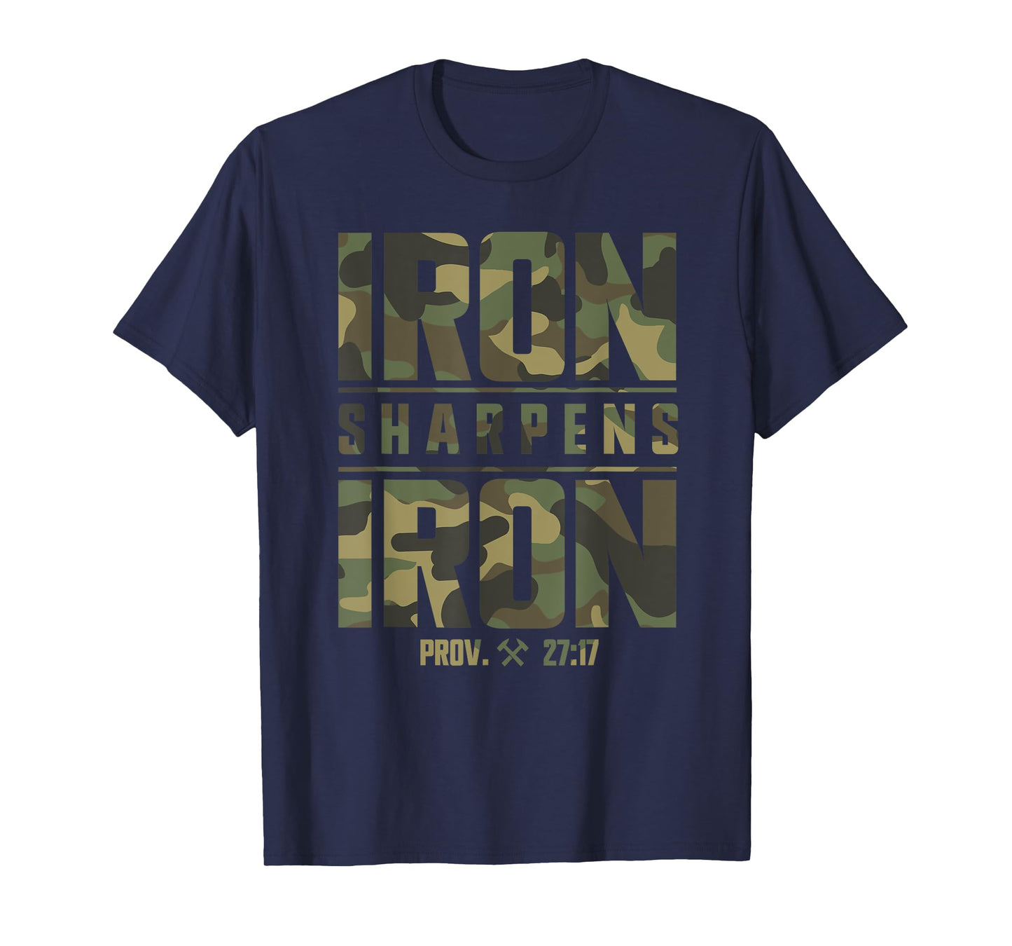 Iron Sharpens Iron Christian Men Camo Scripture Gym Workout T-Shirt