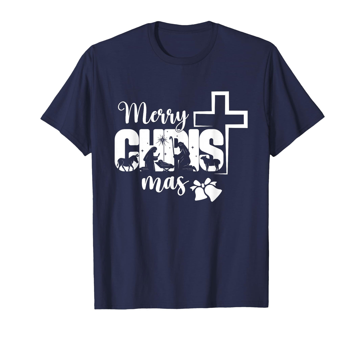 Merry Christmas Christian Cross Jesus Xmas Matching Family T-Shirt
