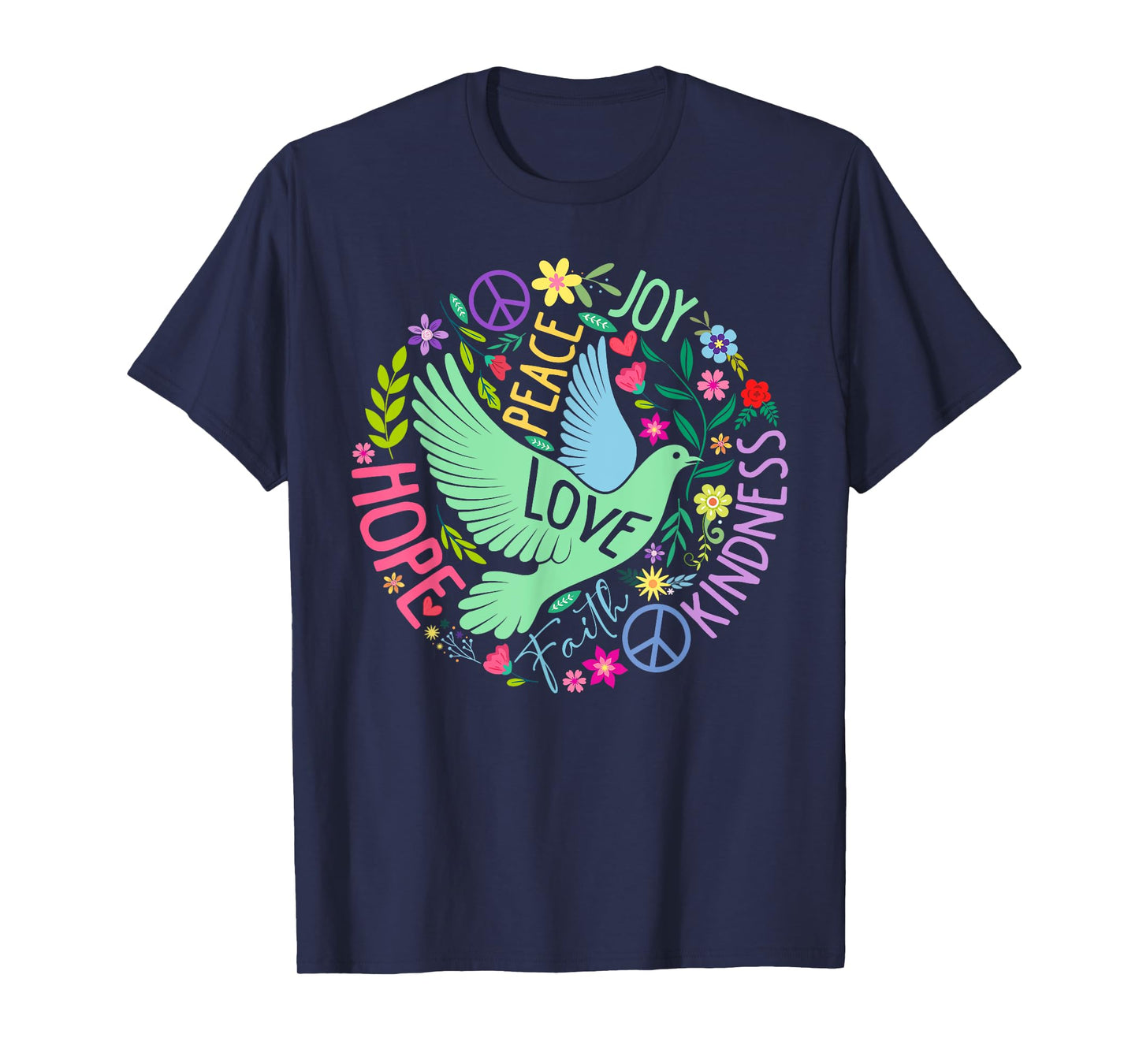 Groovy Hippie Peace Hope Love Peace Bird World Peace Day T-Shirt
