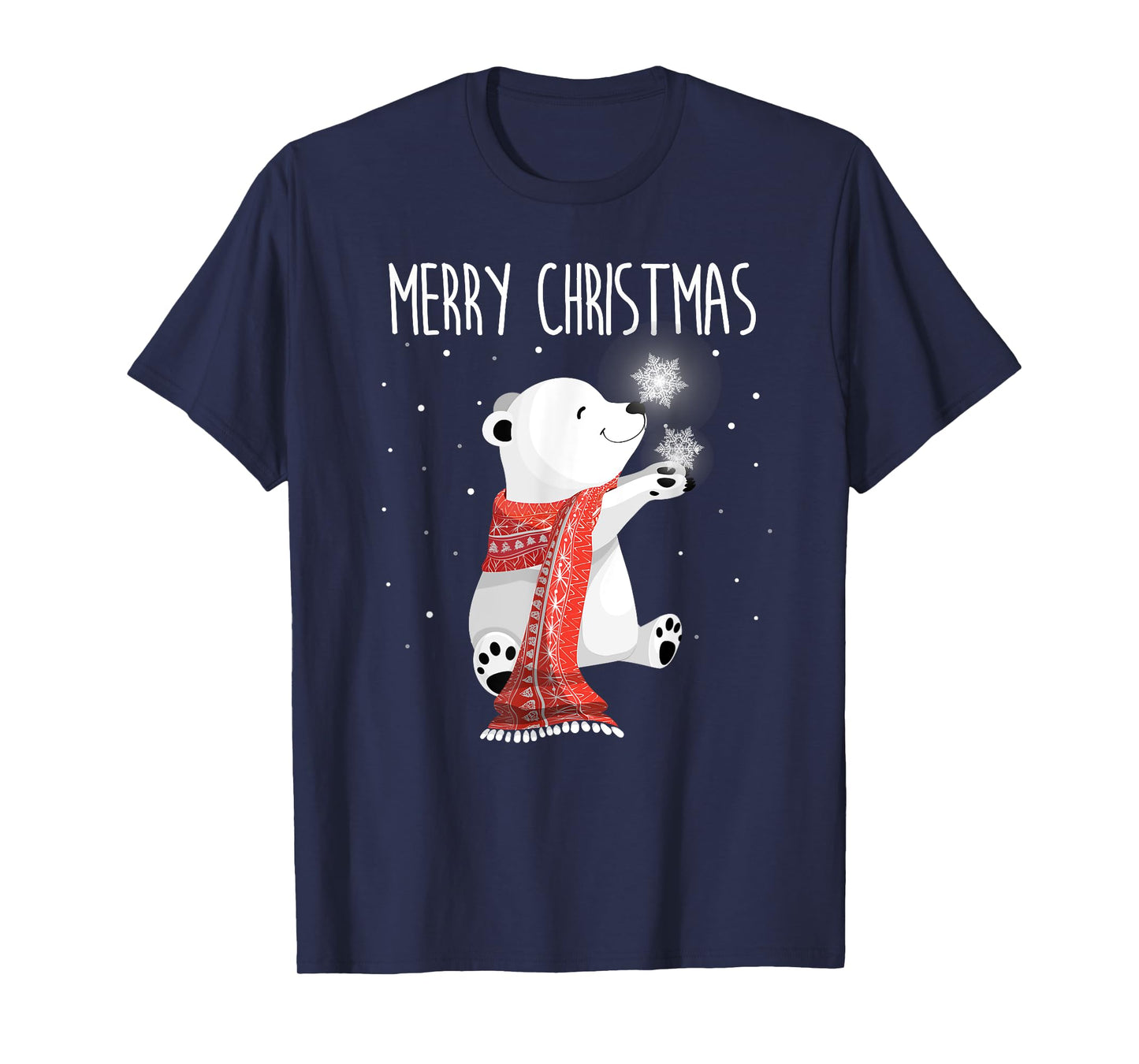 Cute Polar Bear Scarf Merry Christmas Xmas Holidays Gift Tee T-Shirt