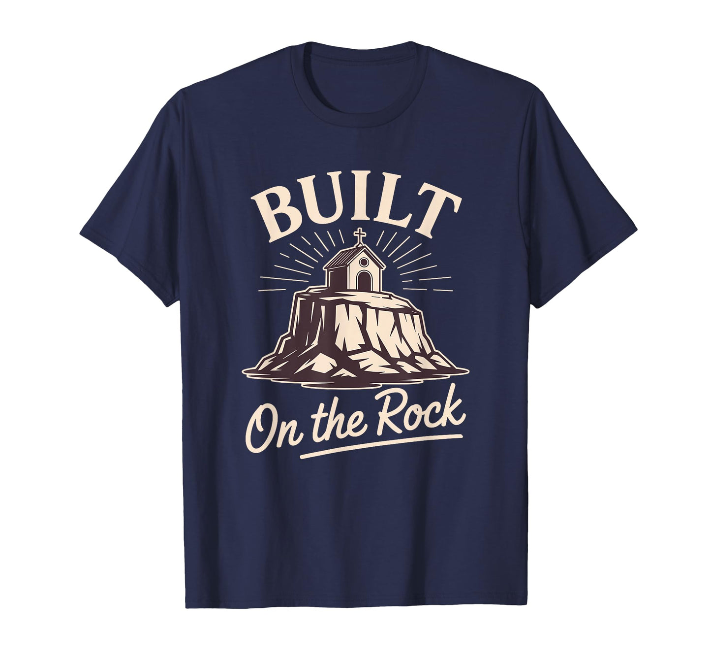 Built on Rock Christian Faith Sunday School Design T-Shirt
