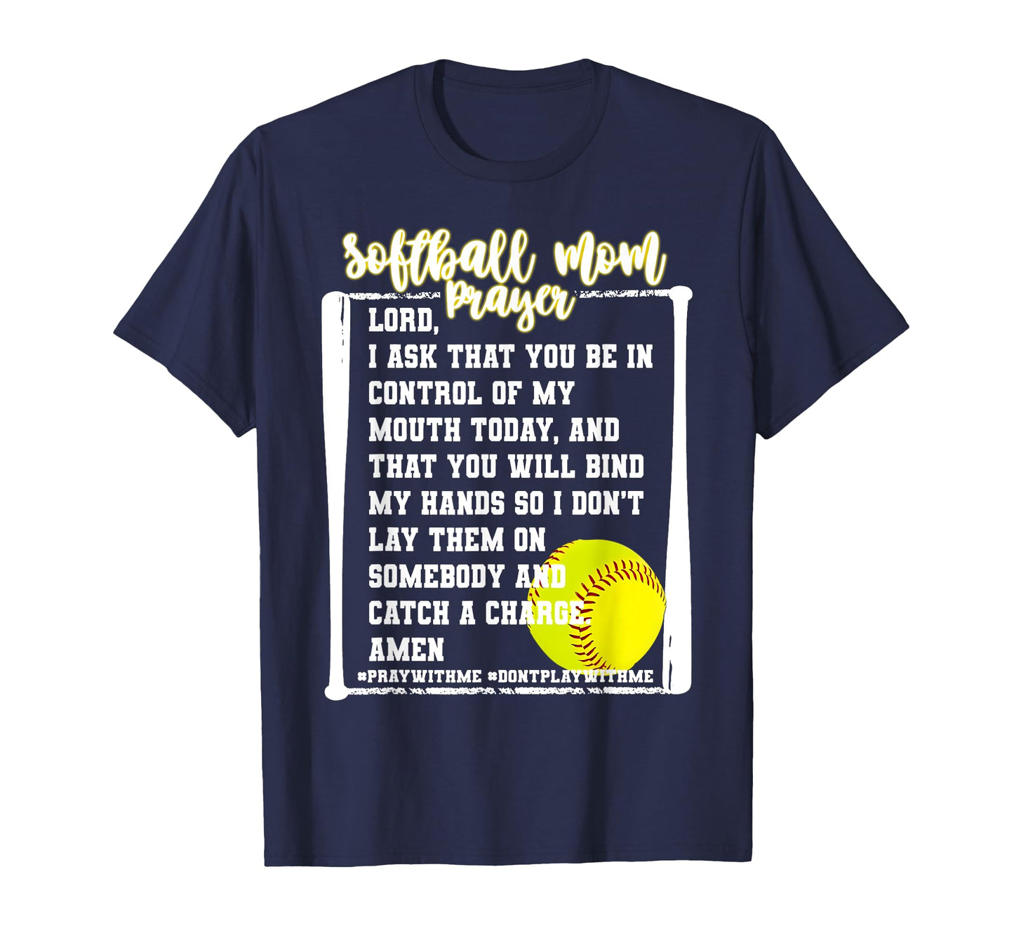 Softball Mom Prayer Game Day Baseball Christian Religious T-Shirt