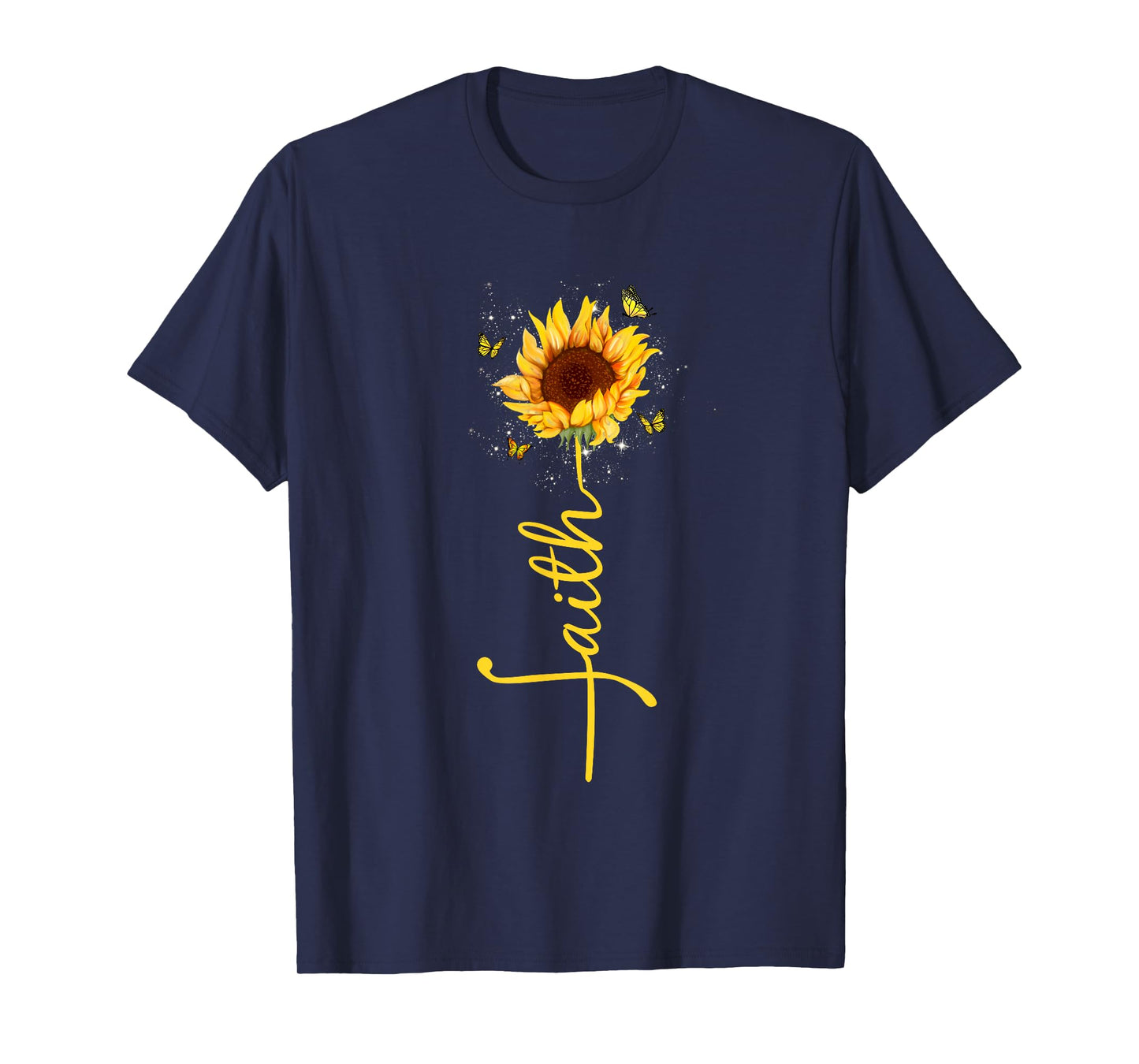 Faith Cross Sunflower Butterflies Flowers Christians Flora T-Shirt