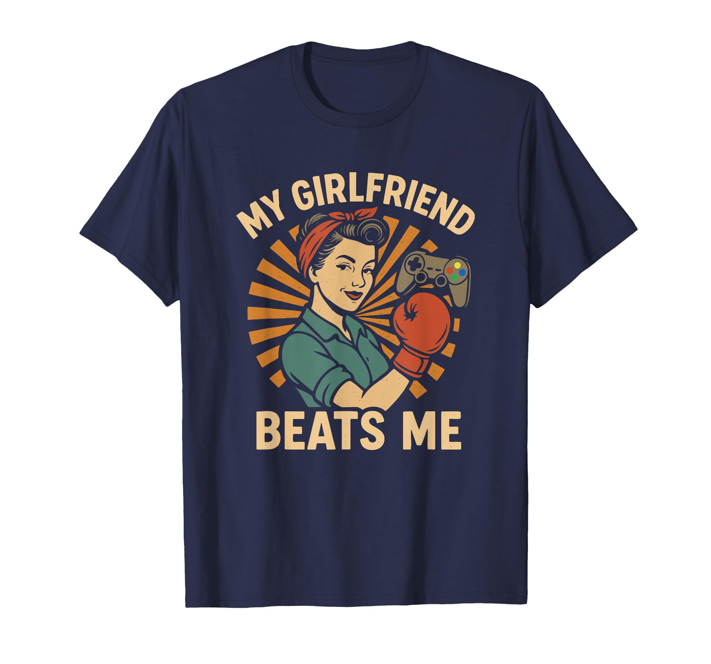 My Girlfriend Beats Me Retro Funny Men Couple Love T-Shirt