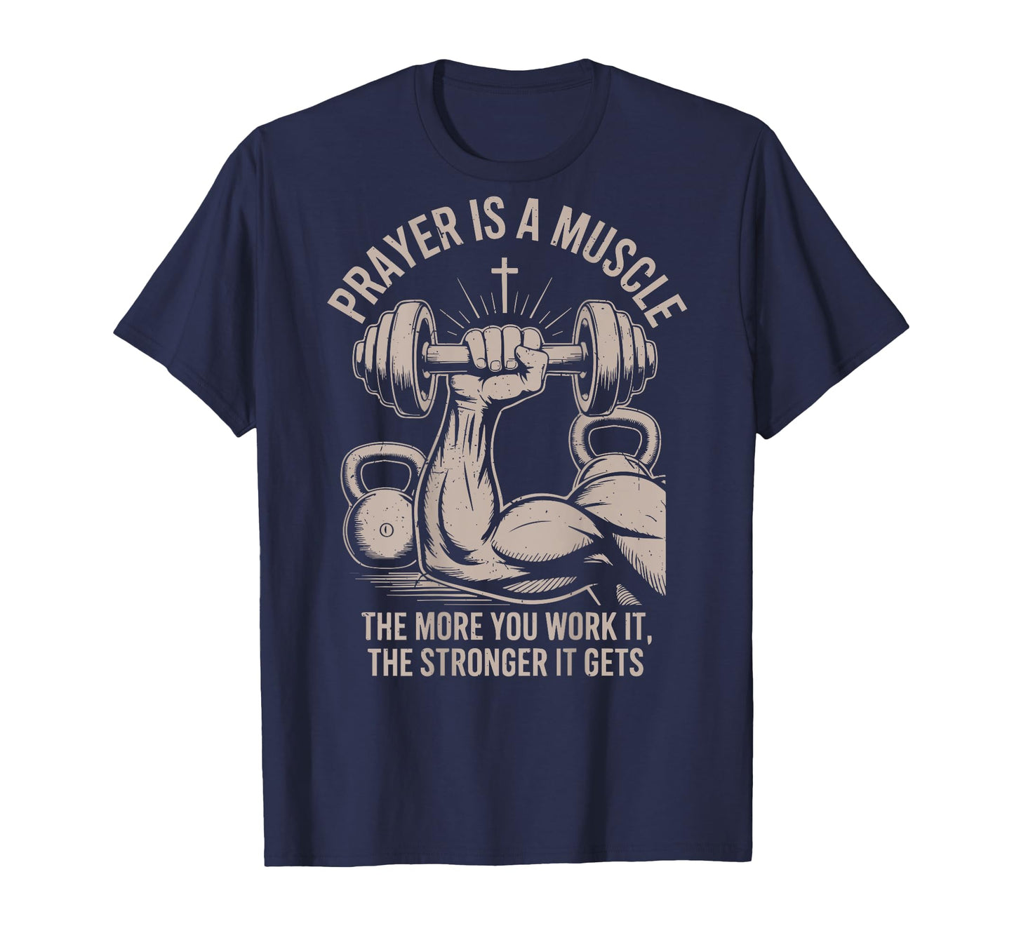 Men's Fitness Christian Gym Workout Prayer Is A Muscle Funny T-Shirt