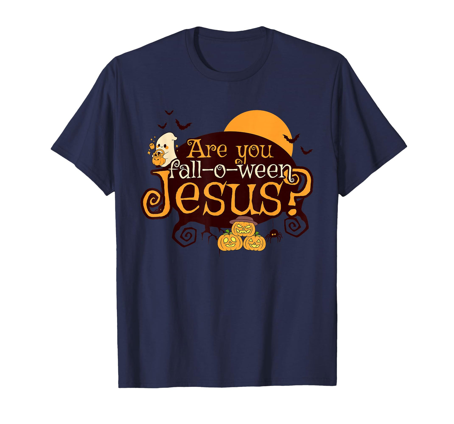Cute Ghost with Pumpkins are You Fall-o-ween Jesus T-Shirt