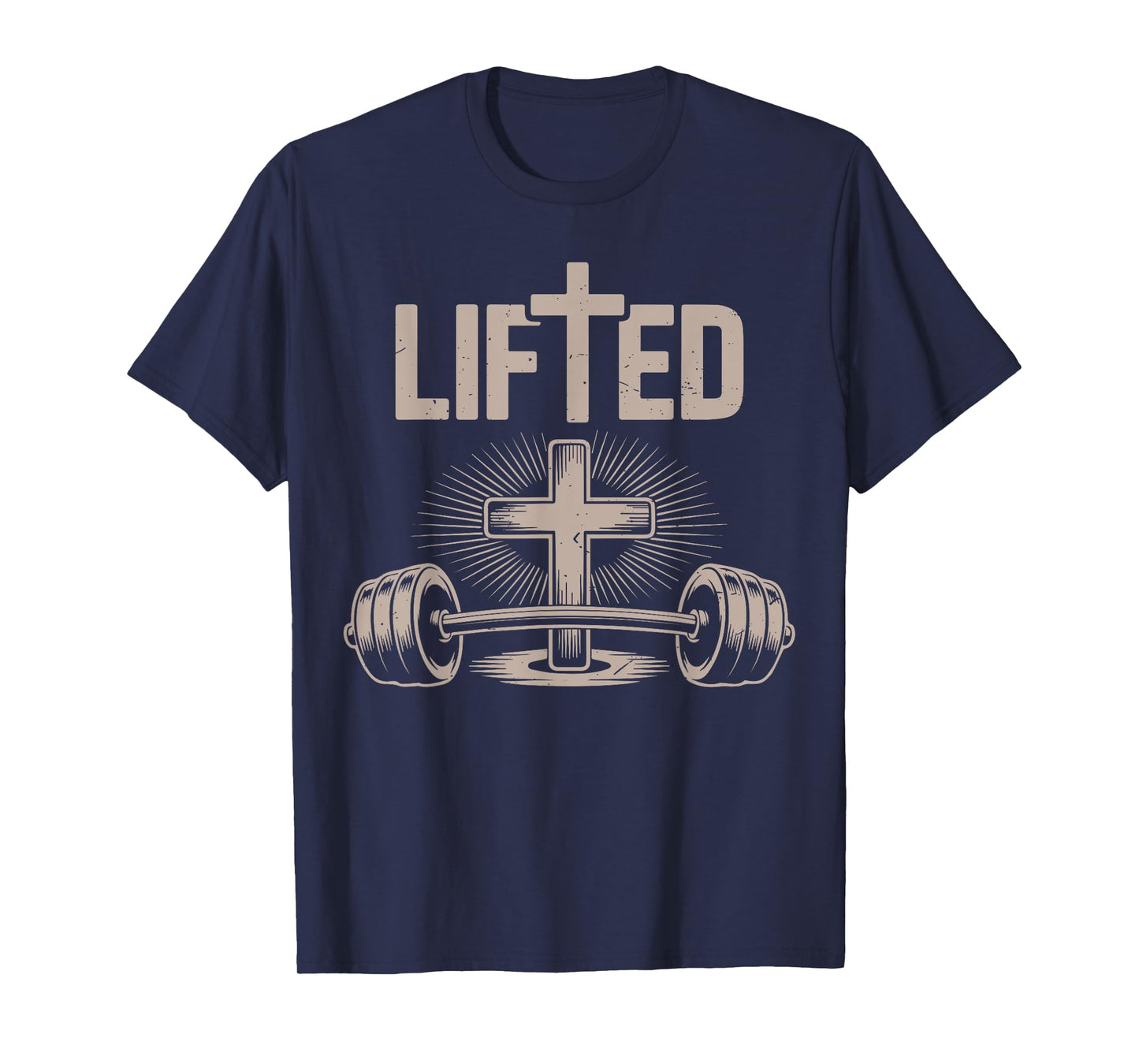Lifted Funny Christian Workout Gym Jesus Weightlifting Cross T-Shirt
