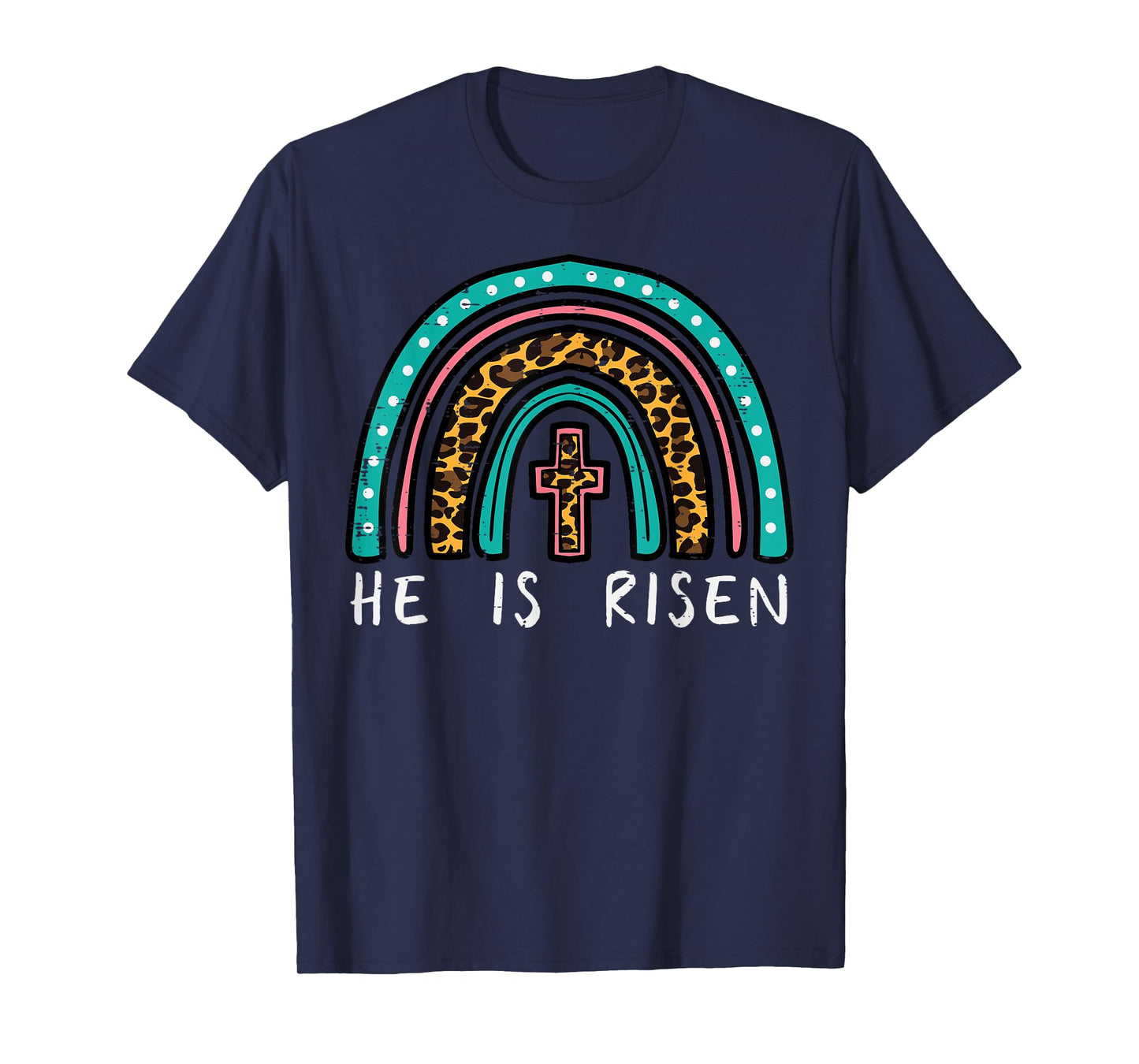 Easter Rainbow He Is Risen Religious Christian Girls Kids T-Shirt
