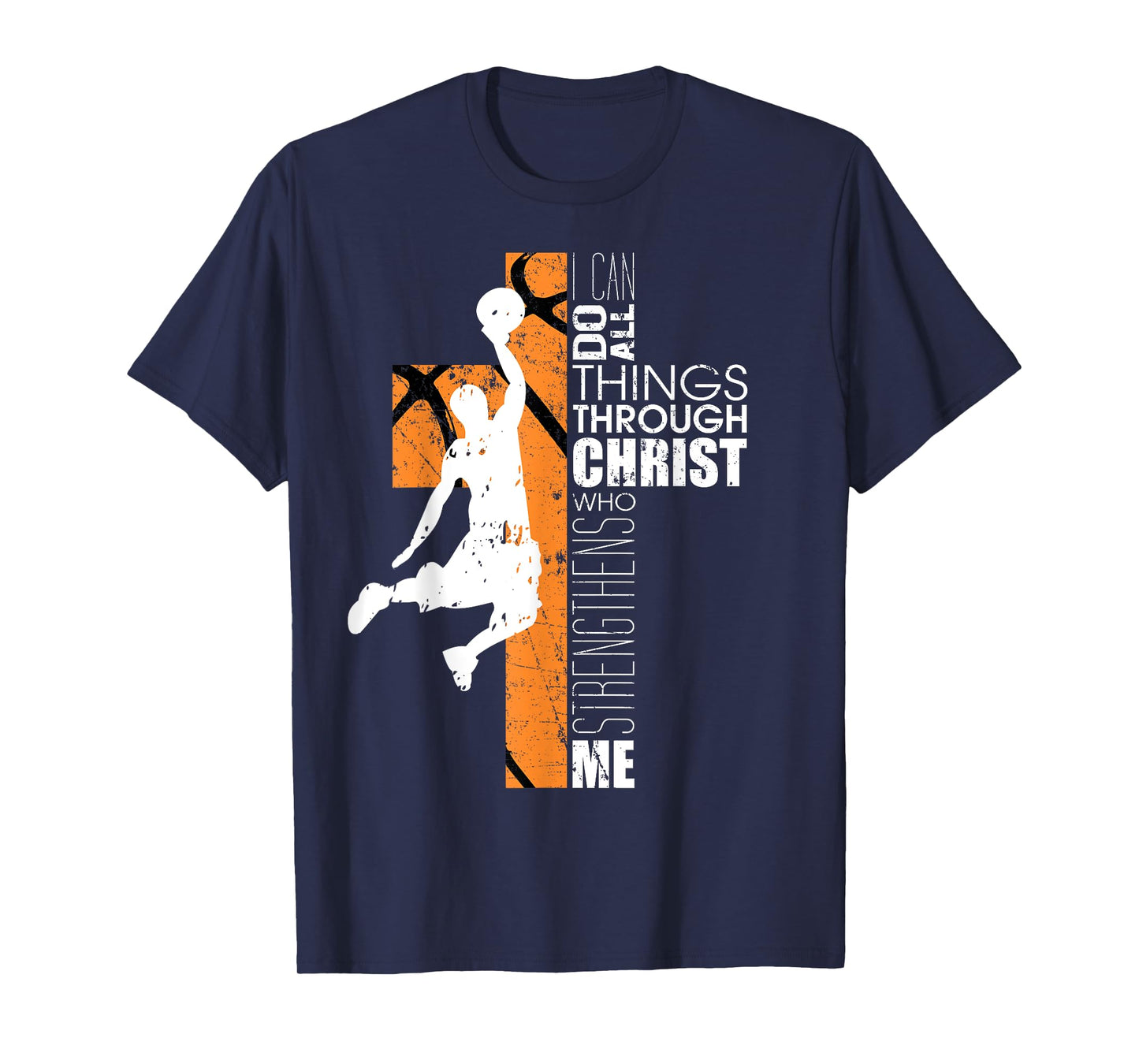 Christian Basketball Religious Bible Verse Philippians 4:13 T-Shirt
