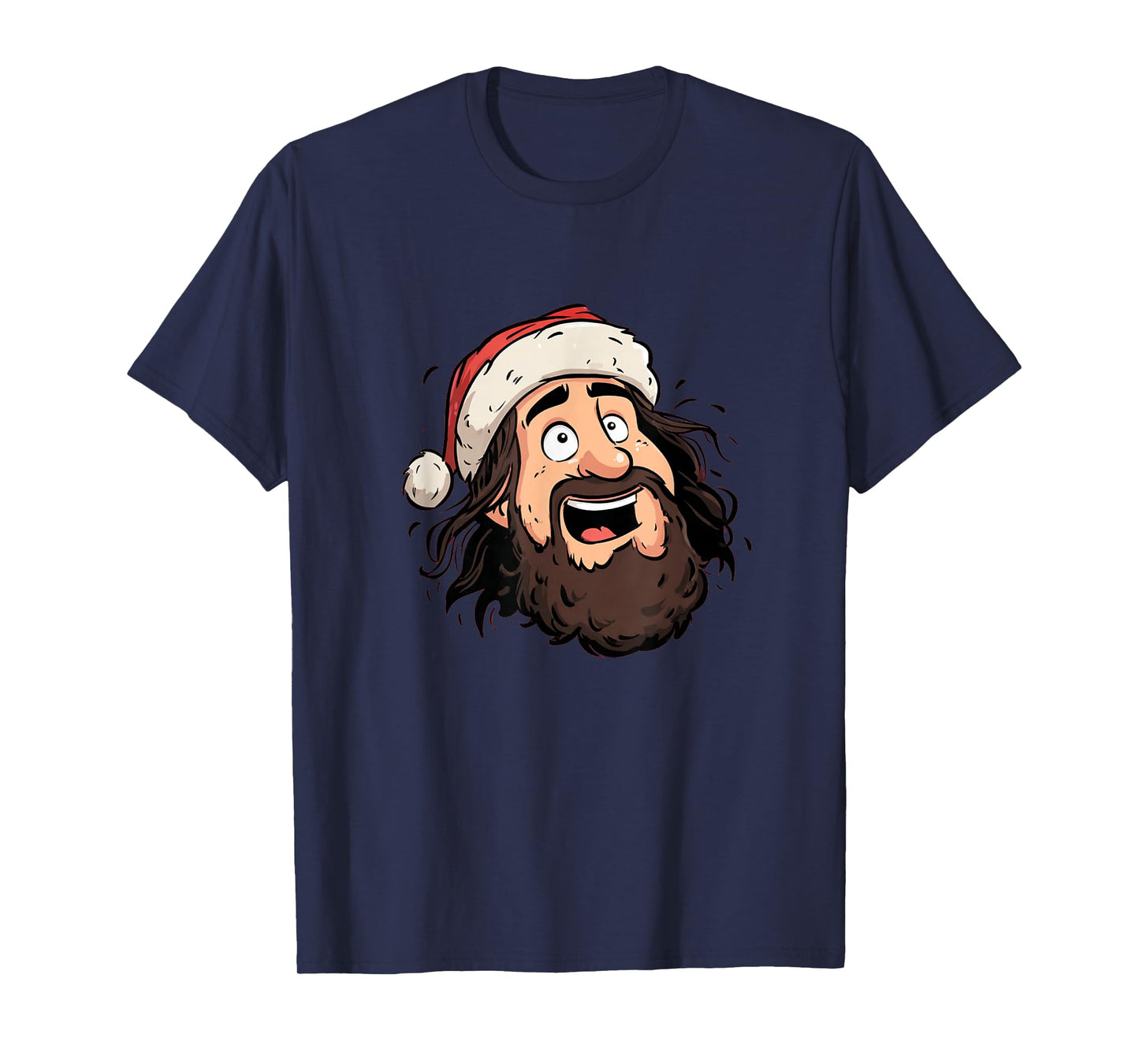 Funny Christ Face with Santa Claus Hat for Jesus & Believer T-Shirt