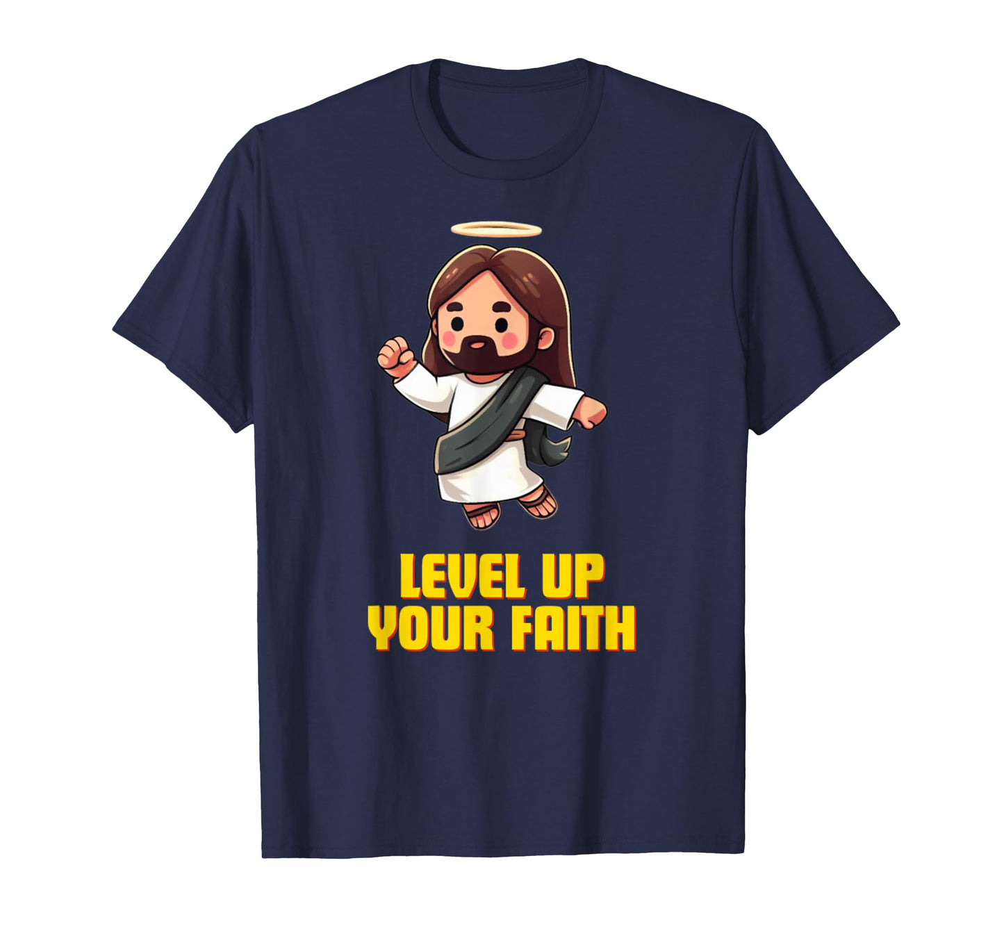 Vintage Level Up Your Faith Cute Jesus Jump T-Shirt
