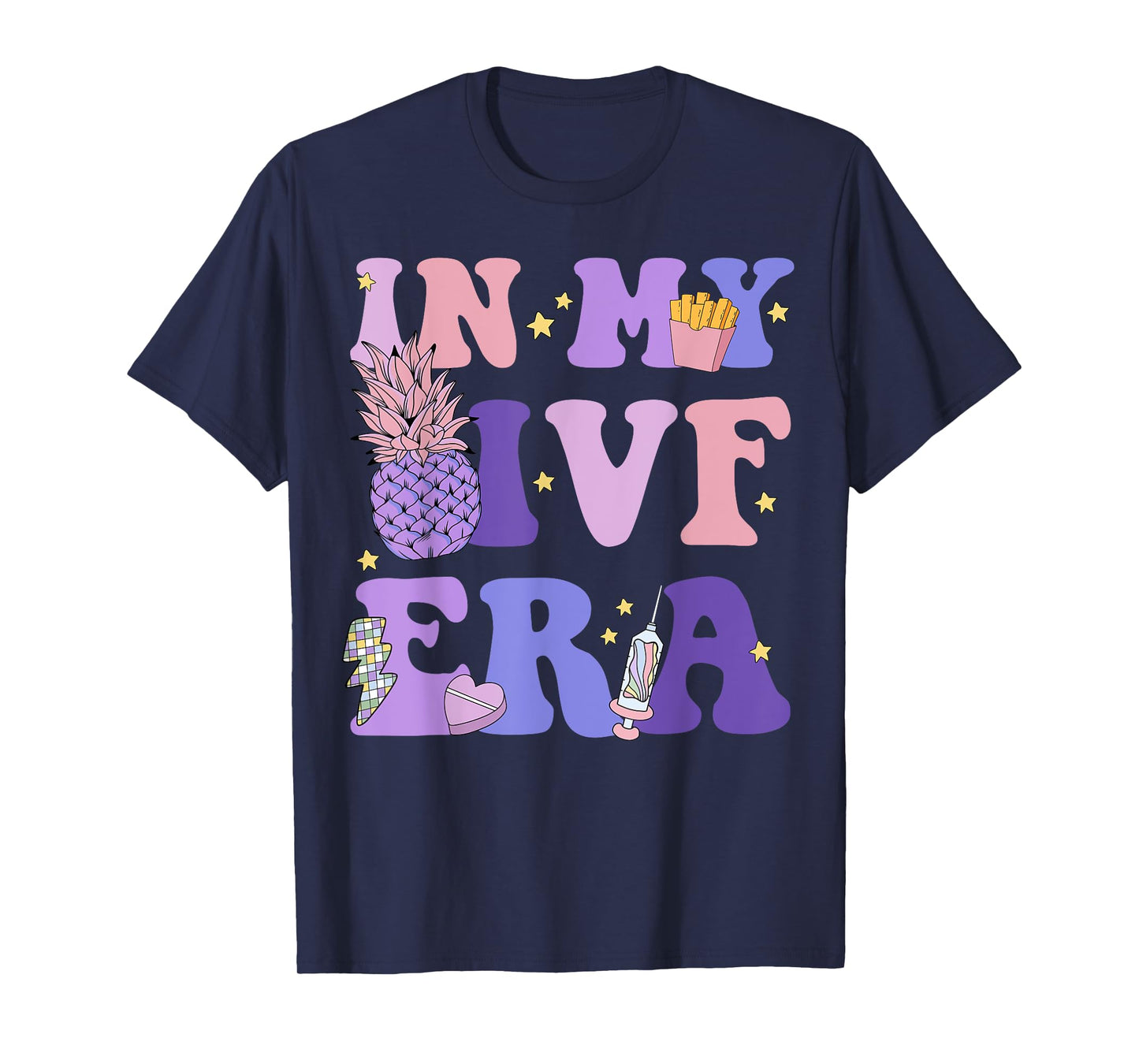 Retro In My IVF Era Transfer Day Sticky IVF Couple Embryo T-Shirt