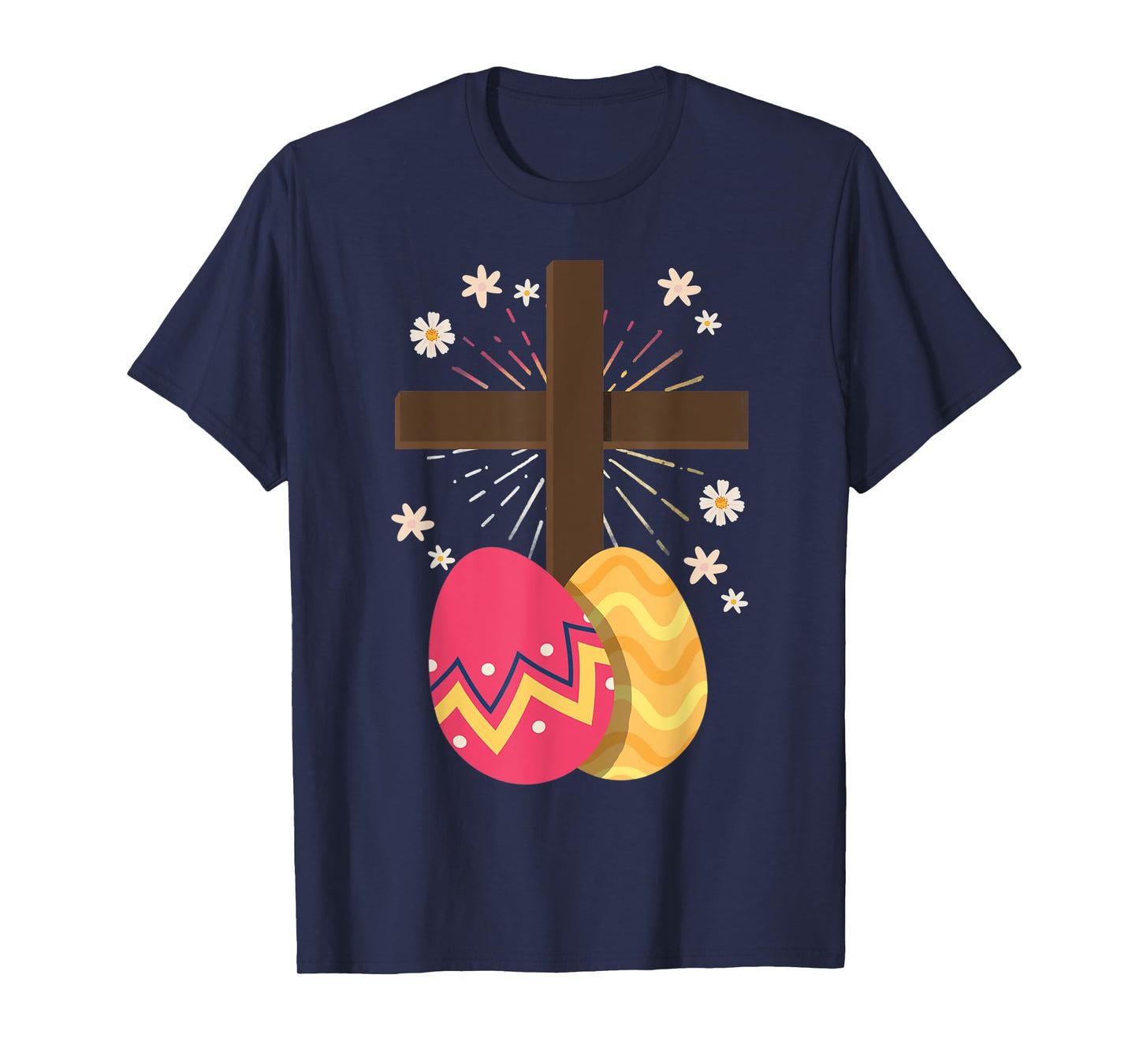 Christianity Cross Jesus Christ Flower Easter Eggs T-Shirt
