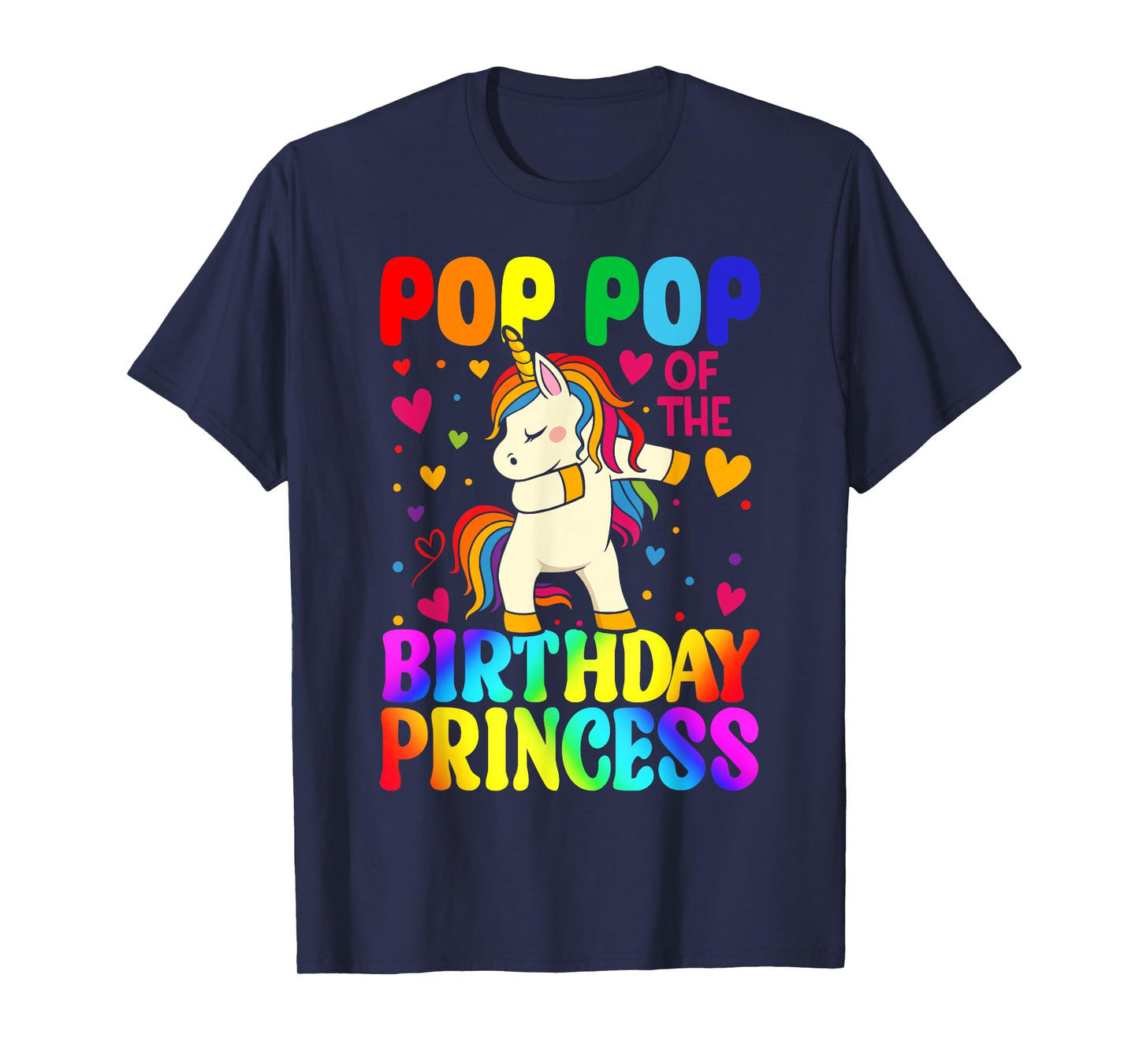 Pop Pop Of The Birthday Princess Unicorn Matching Family T-Shirt