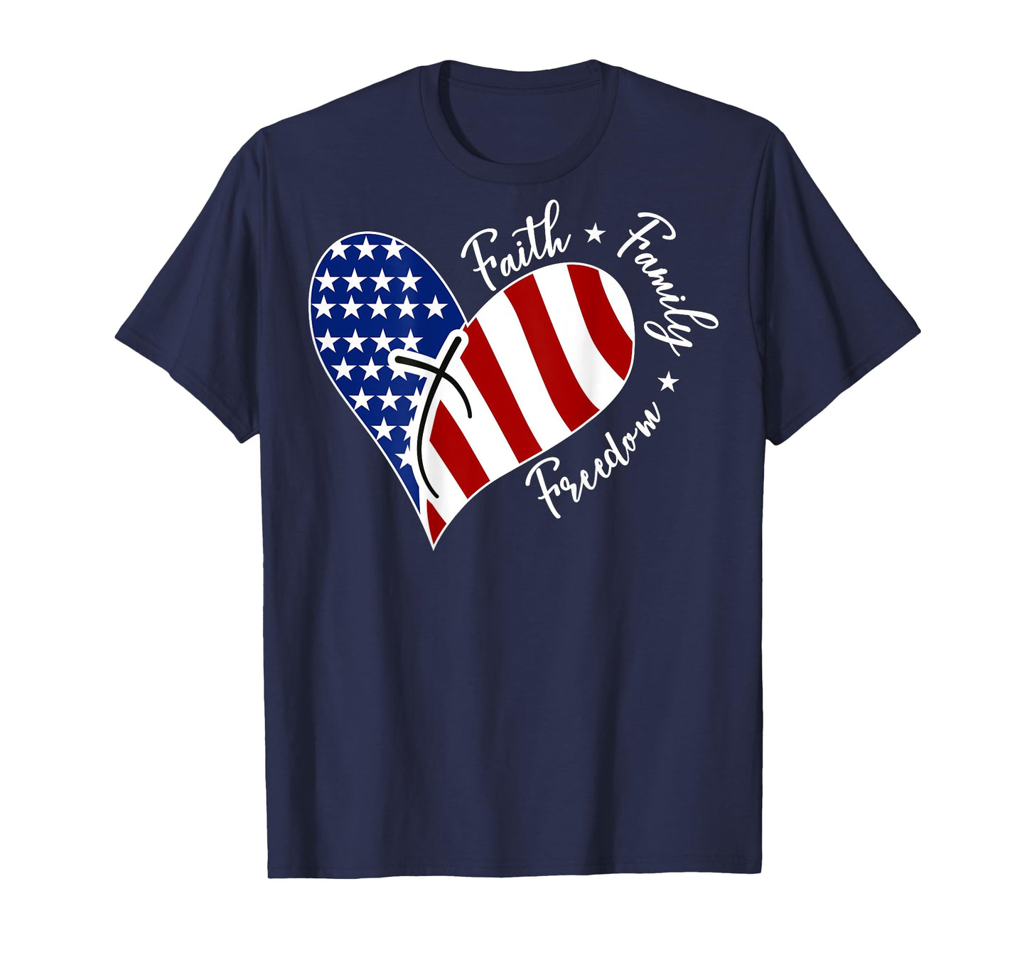 Jesus Cross Heart America The Lord Is My Rock ART ON BACK T-Shirt