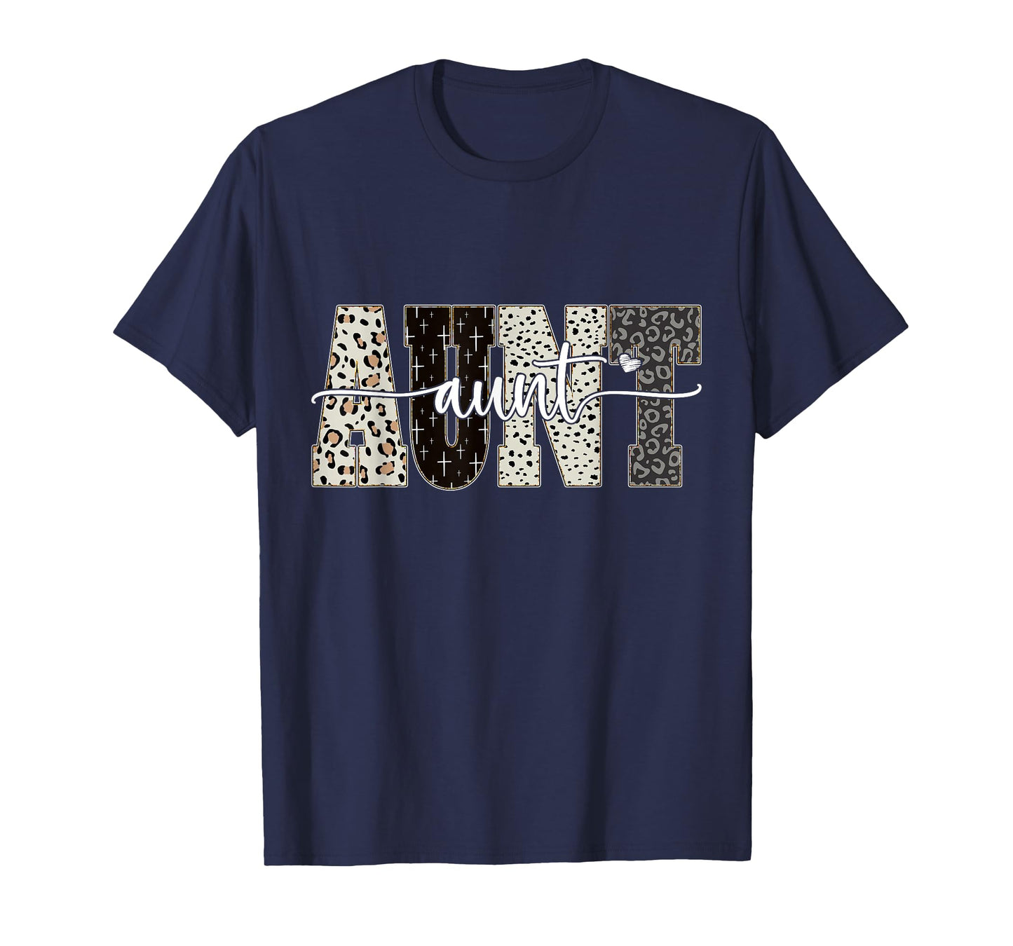 Aunt Bible Leopard Cross Faith and Love Christian Women Aunt T-Shirt