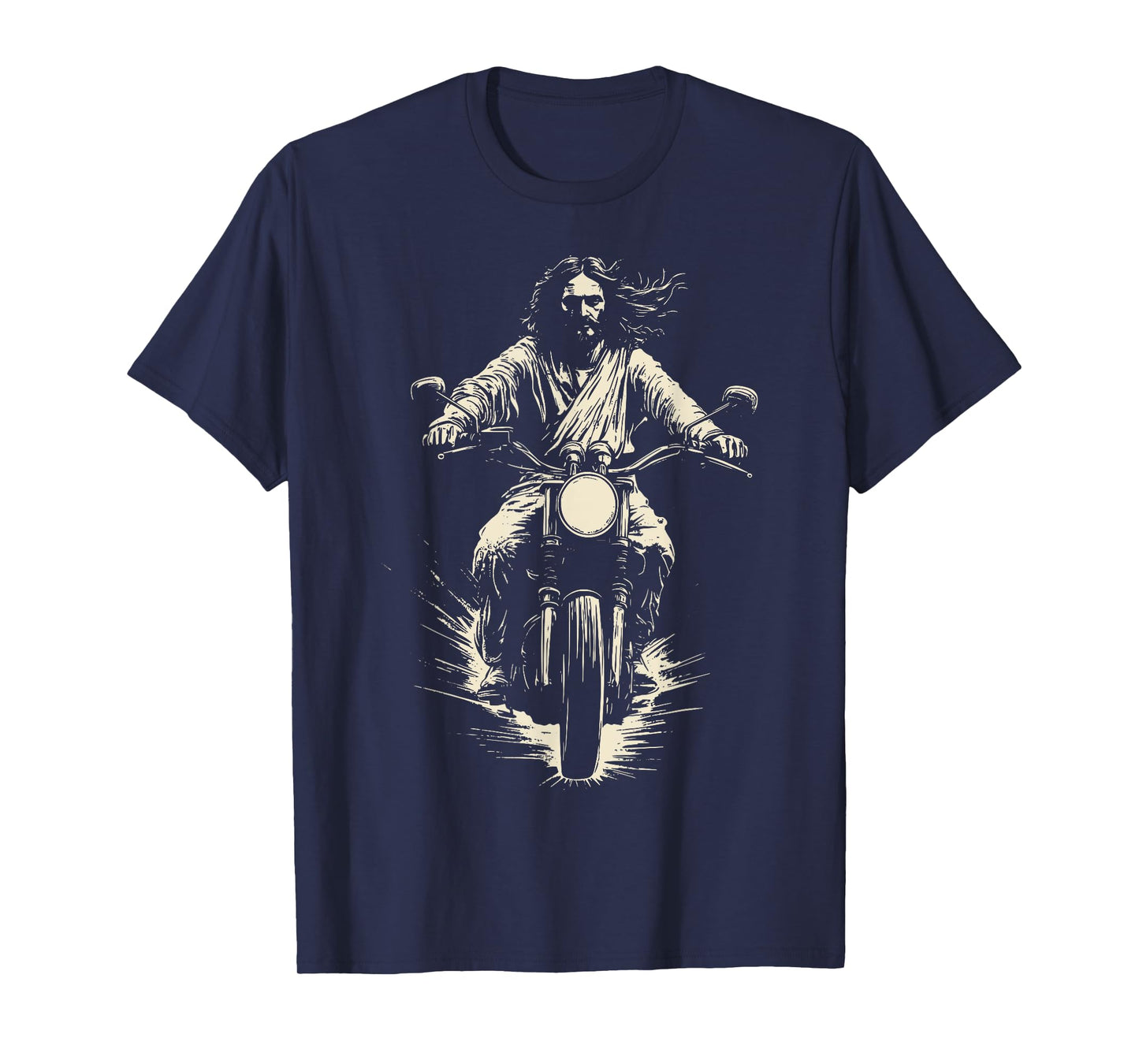 Retro Jesus On Motorbike Dirt Bike Motorcycle Christian T-Shirt