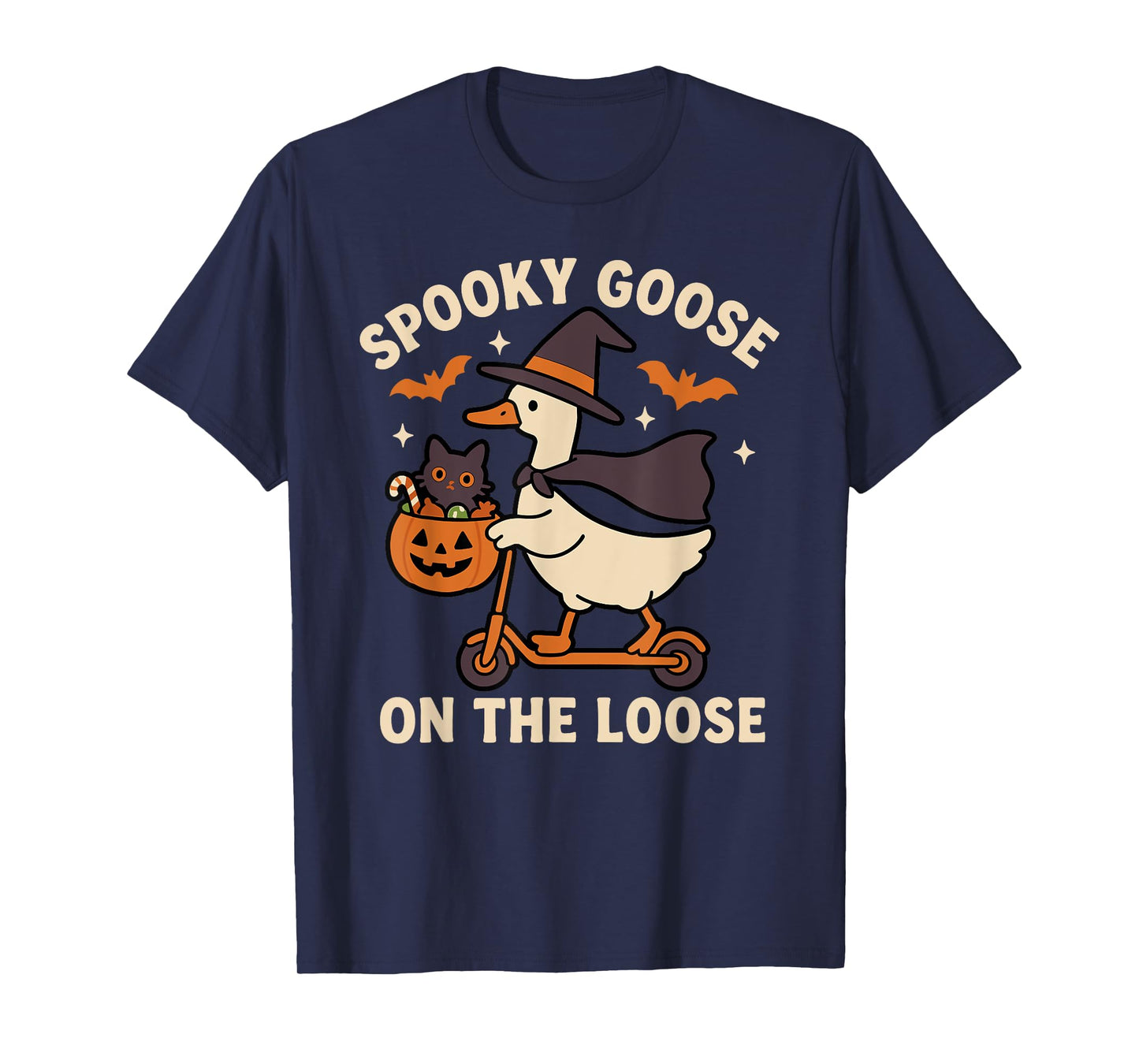 Spooky Goose On The Loose Halloween Silly Witch Costume T-Shirt
