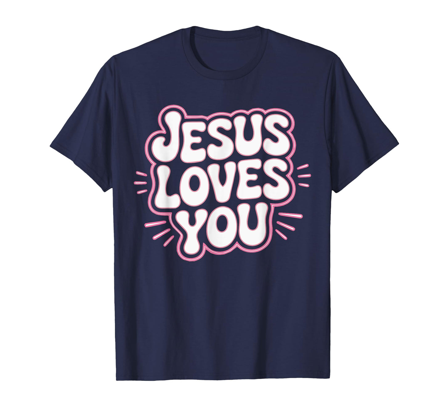 Toddler Jesus Loves You Pink White Christian Girl God Sister T-Shirt