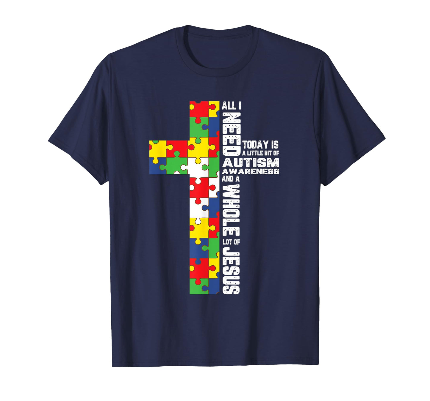 Autism Awareness Jesus Cross Puzzle Cool Christian Gifts T-Shirt