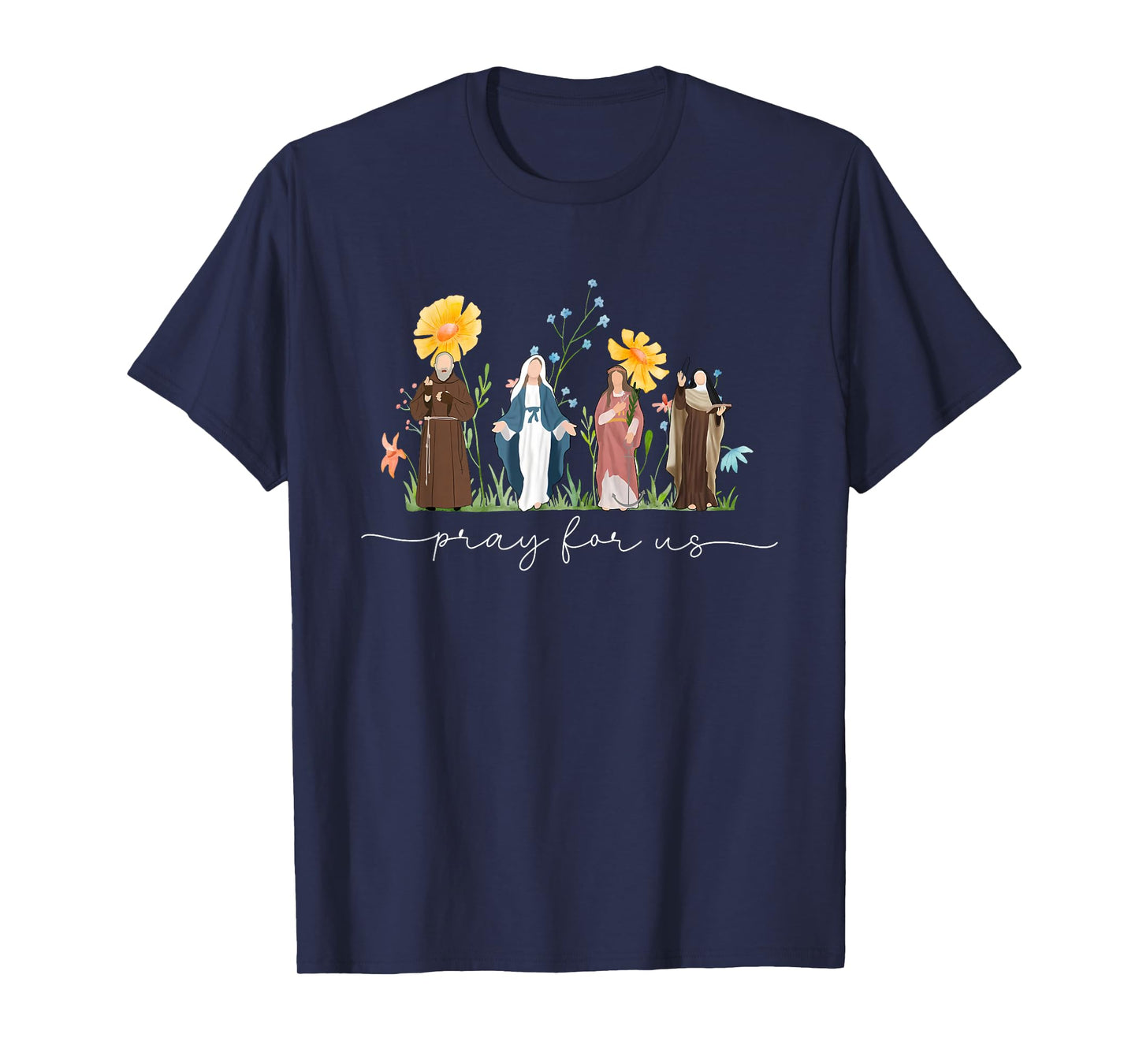 Catholic Saints Floral Women Religious Men Women Kids T-Shirt