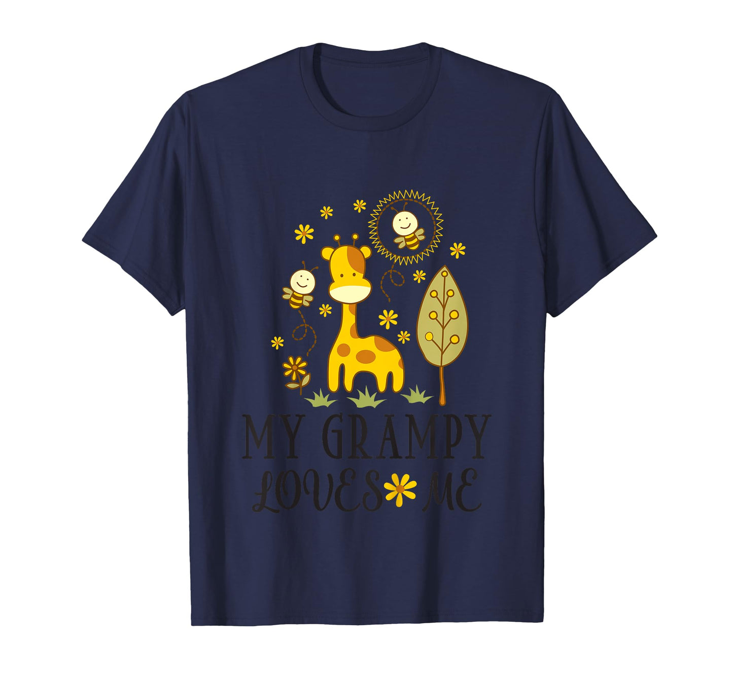 Kids My Grampy Loves Me Granddaughter Giraffe T-Shirt