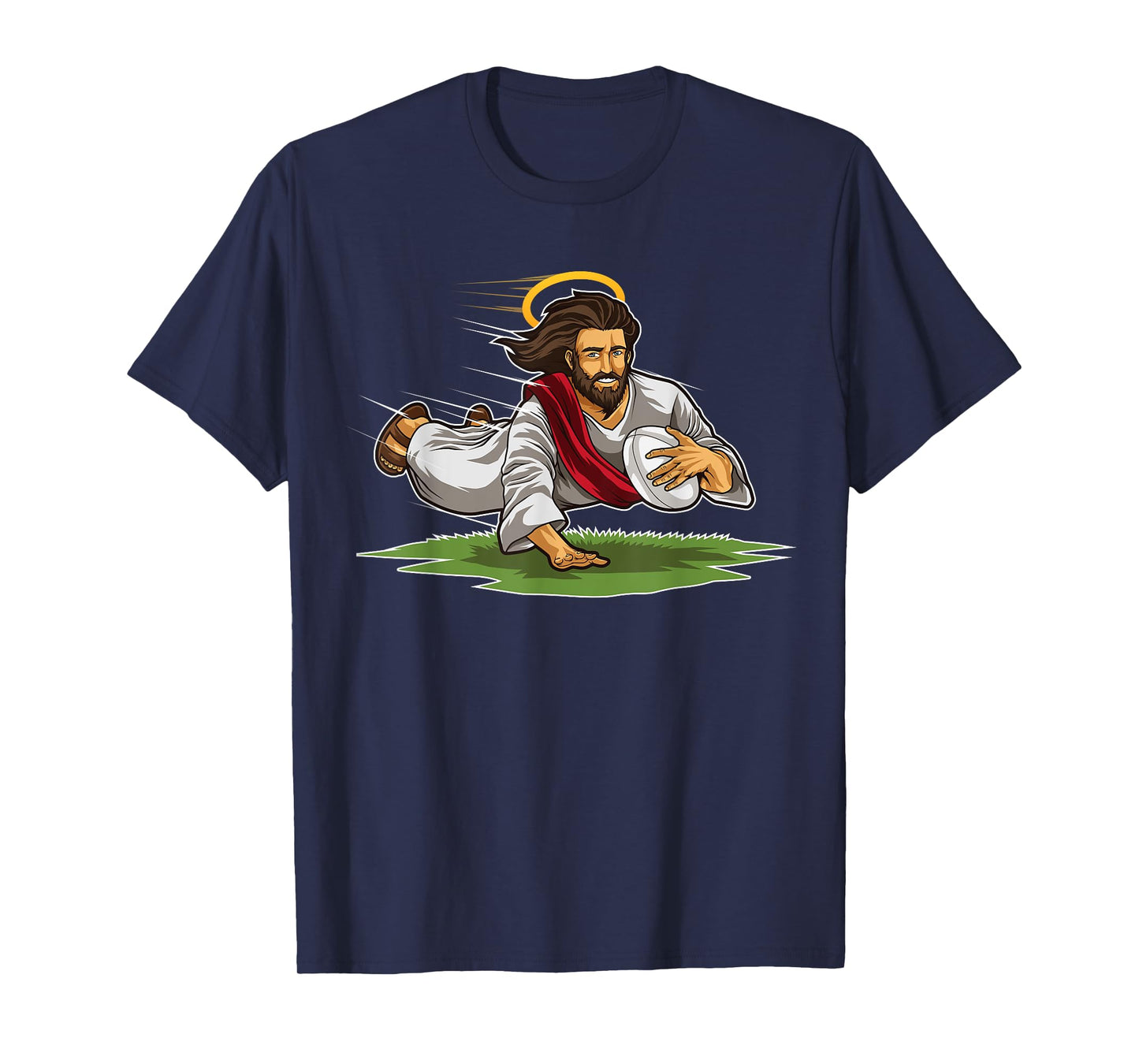 Rugby Jesus Scores Funny Rugby Illustration T-Shirt