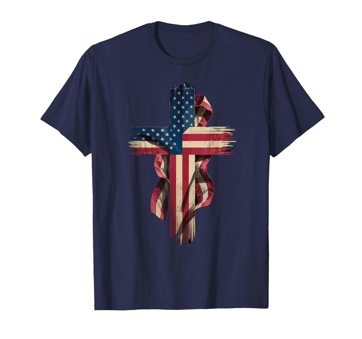 Patriotic Christian Cross USA Flag T-Shirt