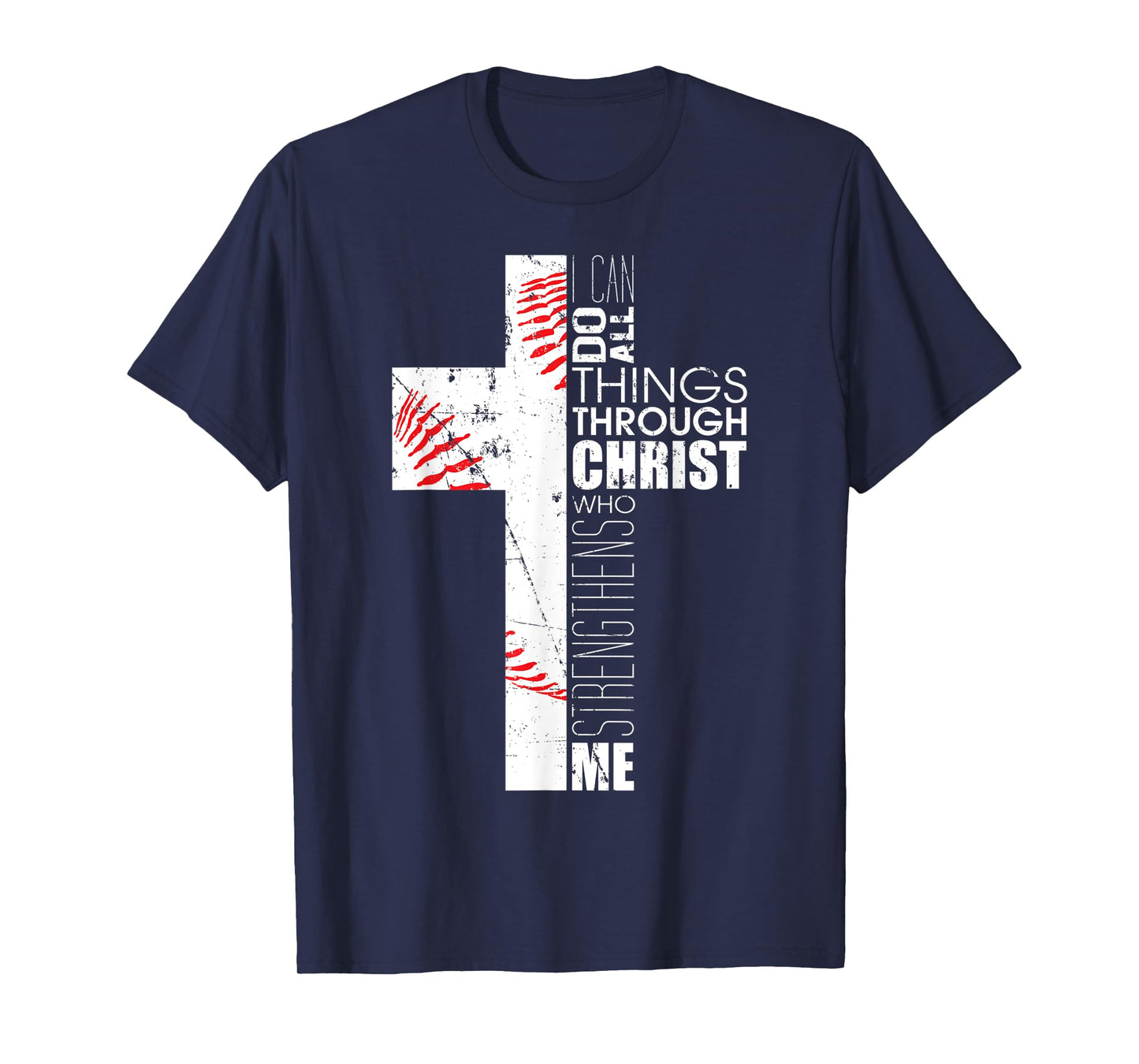 Philippians 4:13 Baseball Cross Gifts Christian Bible Verse T-Shirt