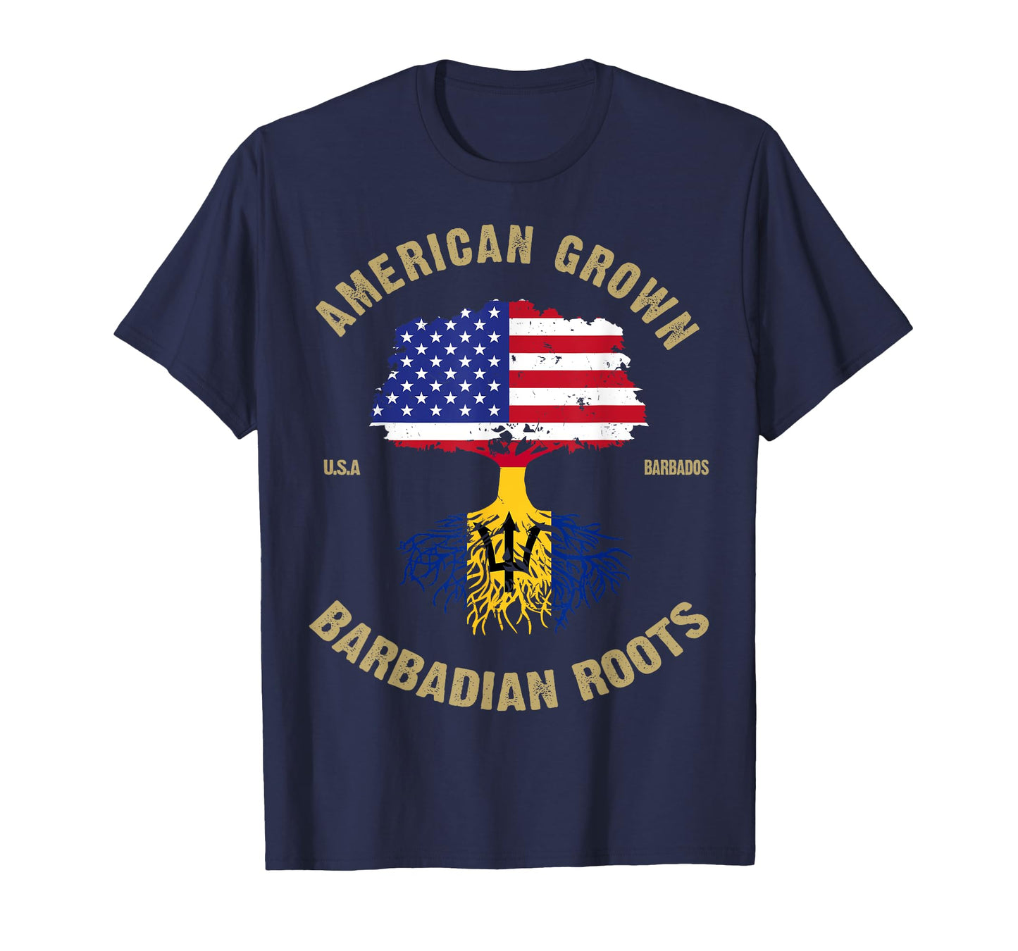 Barbados Bajan Barbadian Heritage Proud Half Barbadian Flag T-Shirt