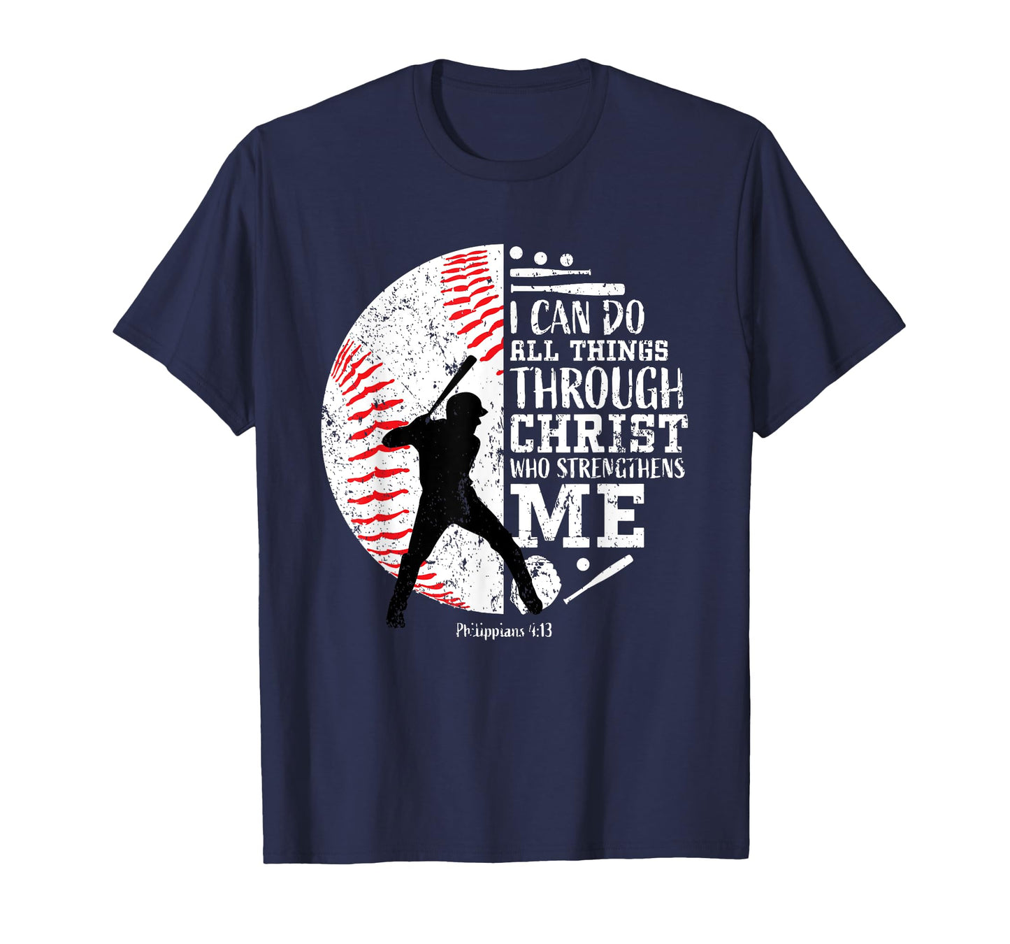 Christian Baseball Philippians 4:13 Religious Faith Graphic T-Shirt