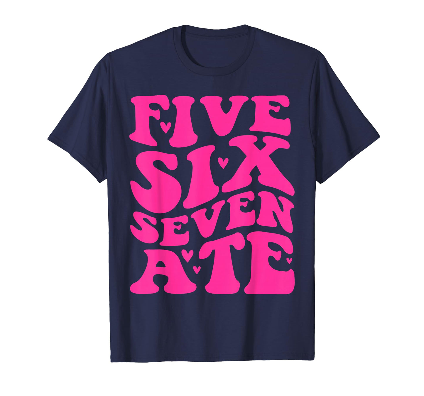 Five Six Seven Ate Cheer Cheerleader Cheer Era Pink Print T-Shirt