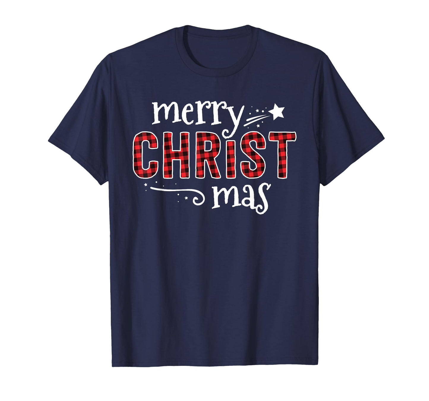 Buffalo Plaid Merry Christ Mas Shirt Christmas Christian T-Shirt