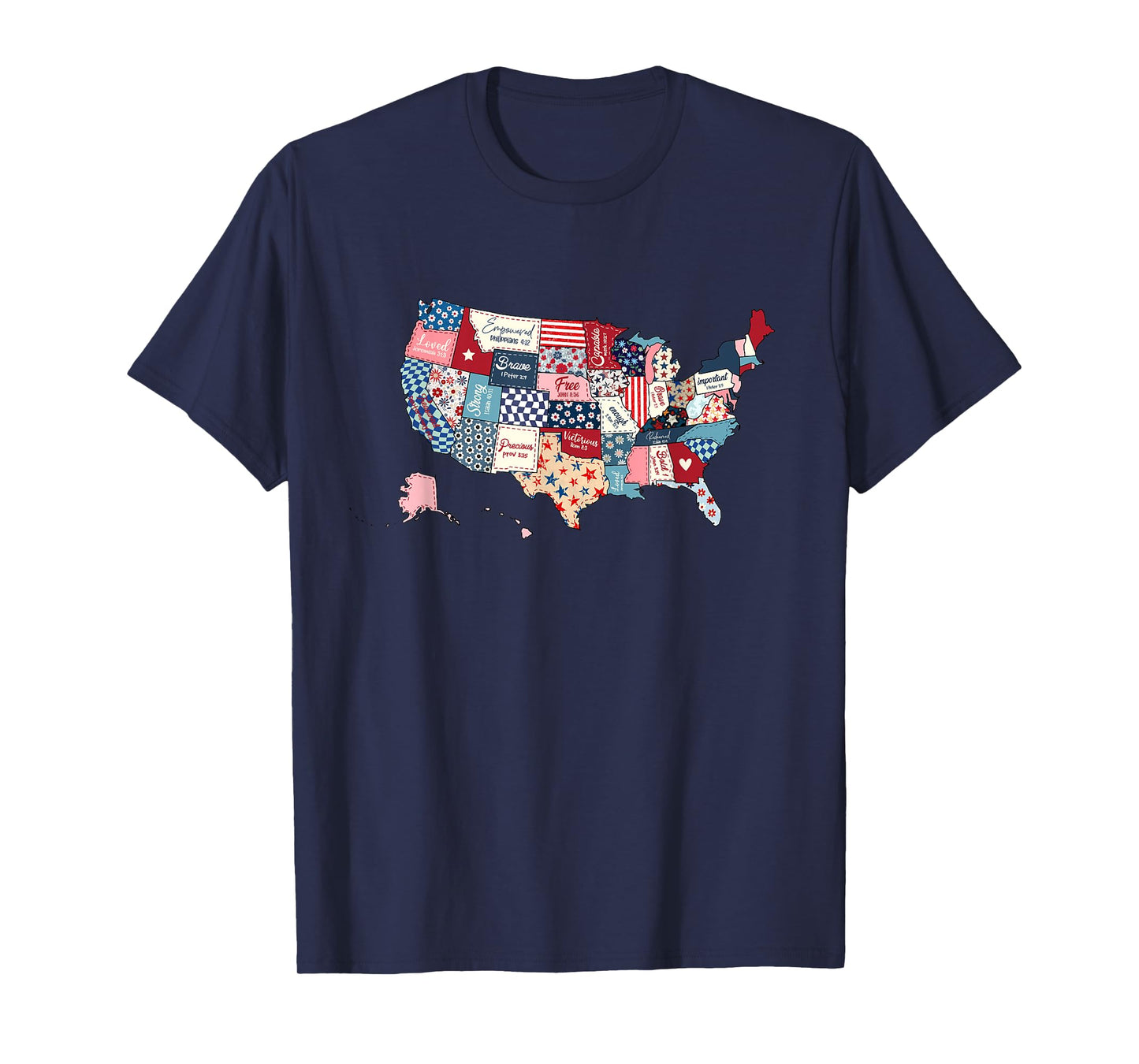 Christian USA Map Bible Verses Patriotic Faith States T-Shirt