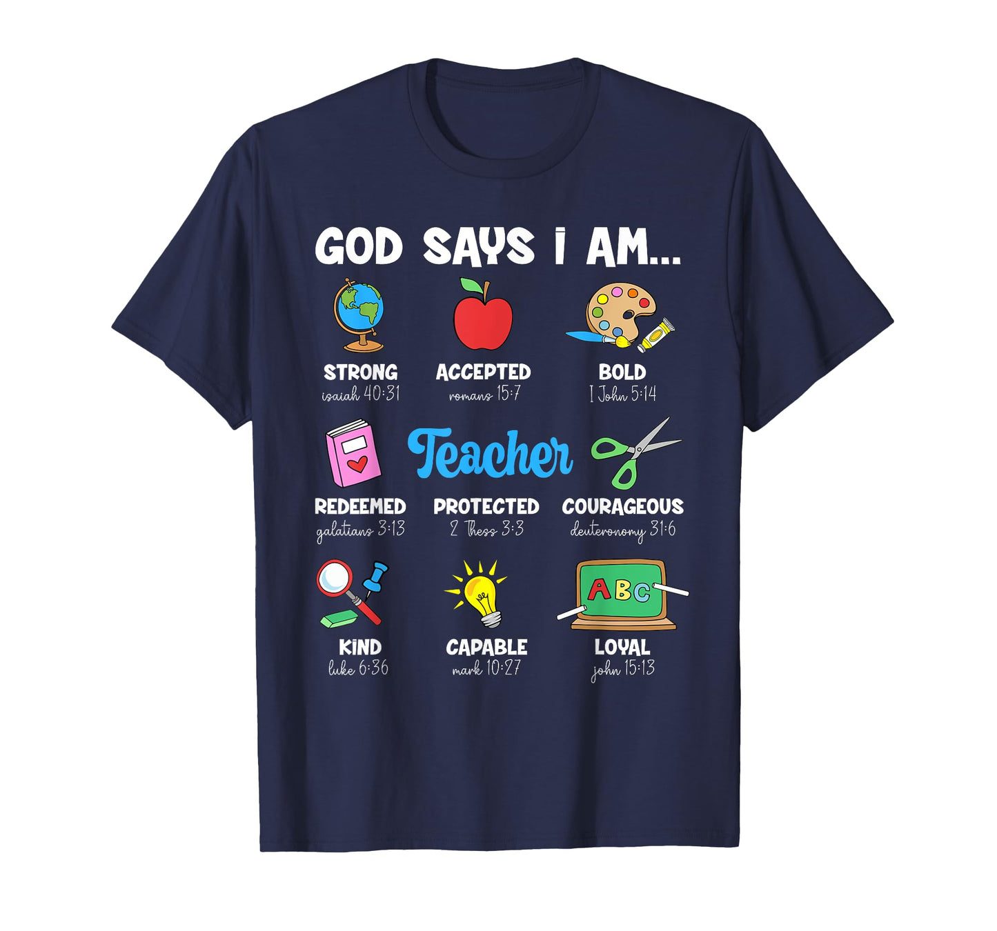 Funny God Says Im Teacher Christian Back To School Religious Men Women T-Shirt