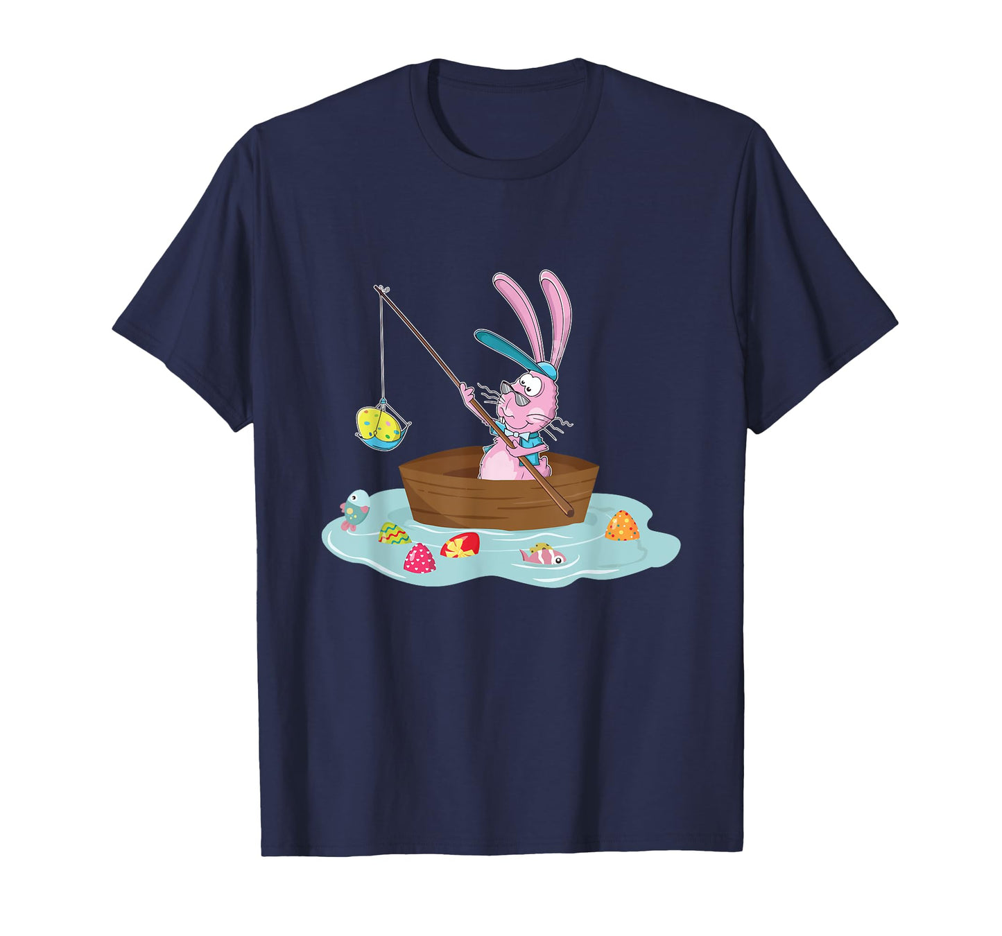 Funny Easter Bunny Fishing Egg Hunting - Easter Sunday Fun T-Shirt