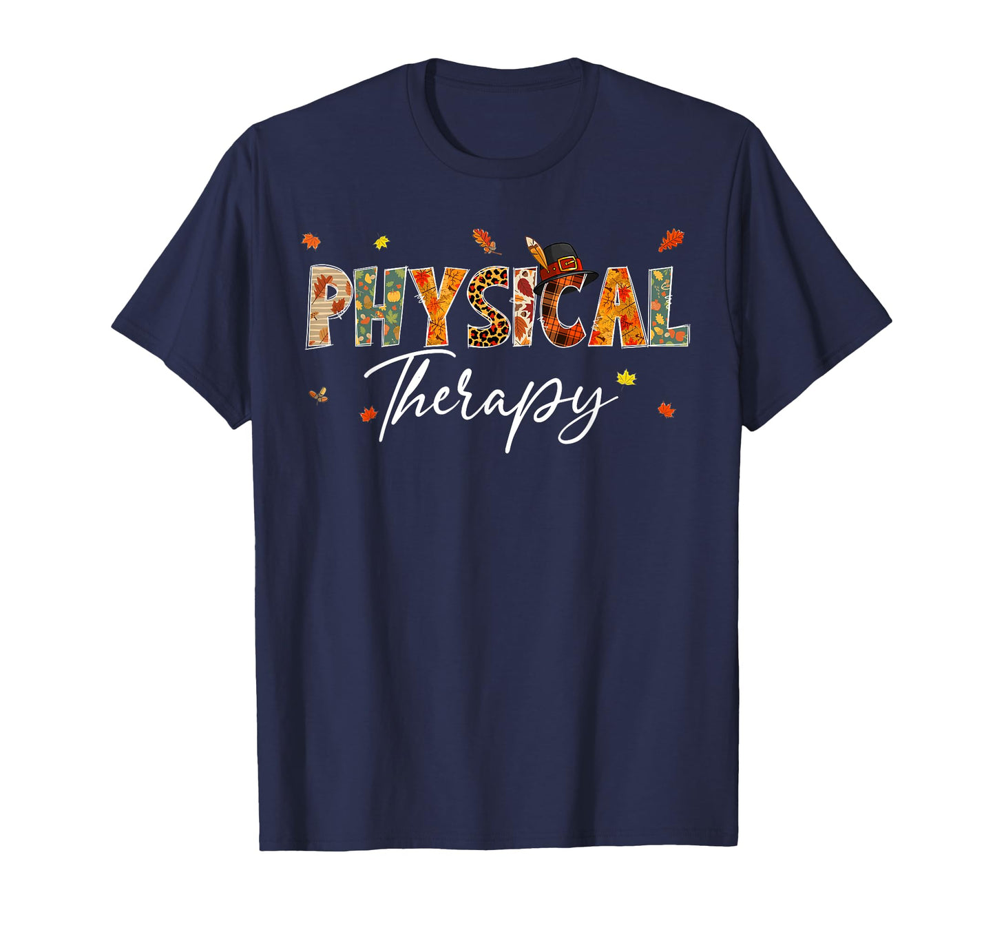Funny Physical Therapy Pumpkin Autumn Tree Fall Leaves T-Shirt