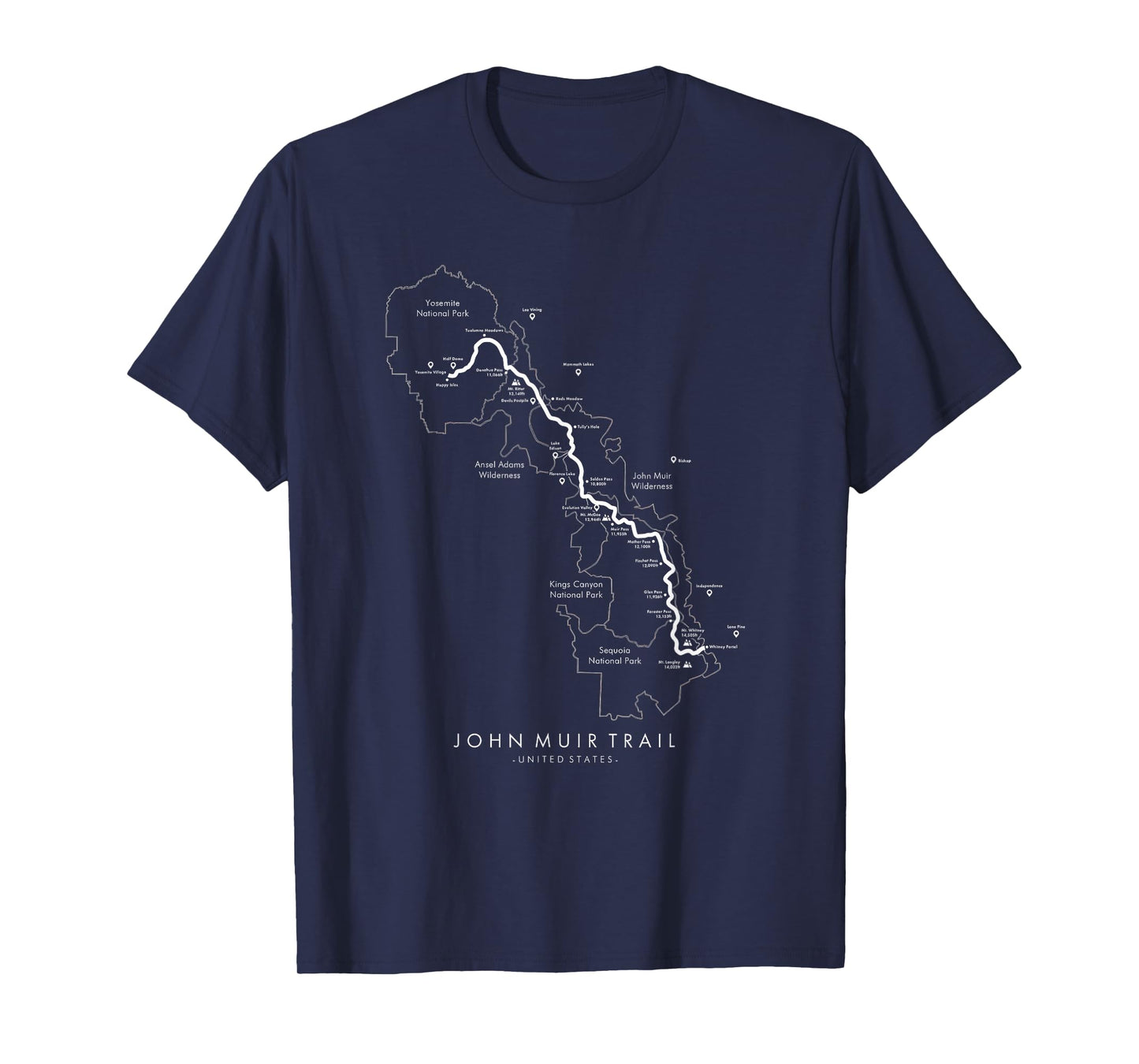 John Muir Trail Map T-Shirt