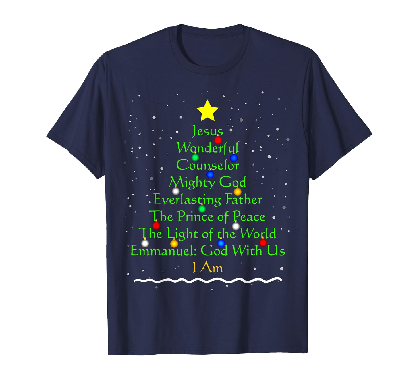 Christian Christmas Shirts Bible Names of Jesus Gift Tree T-Shirt